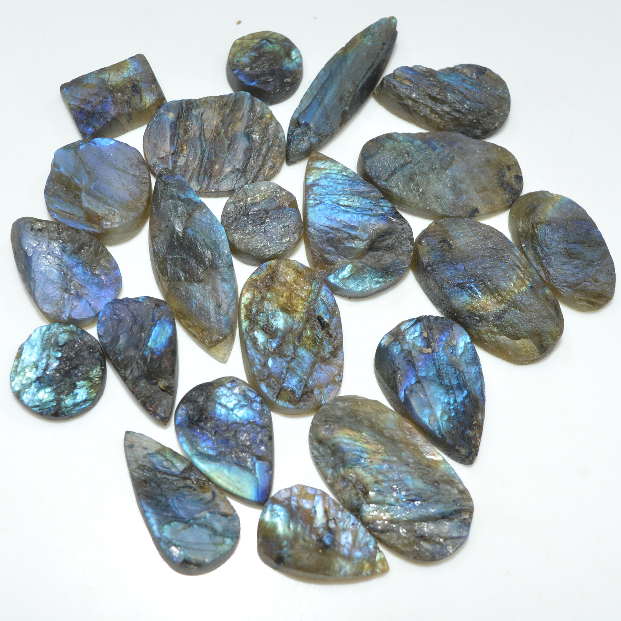 21 Pcs 267 Cts Natural Labradorite Druzy Gemstone Lot Jewelry Making Handmade Crystal Craft Supplies 27x10 10x10mm 17018