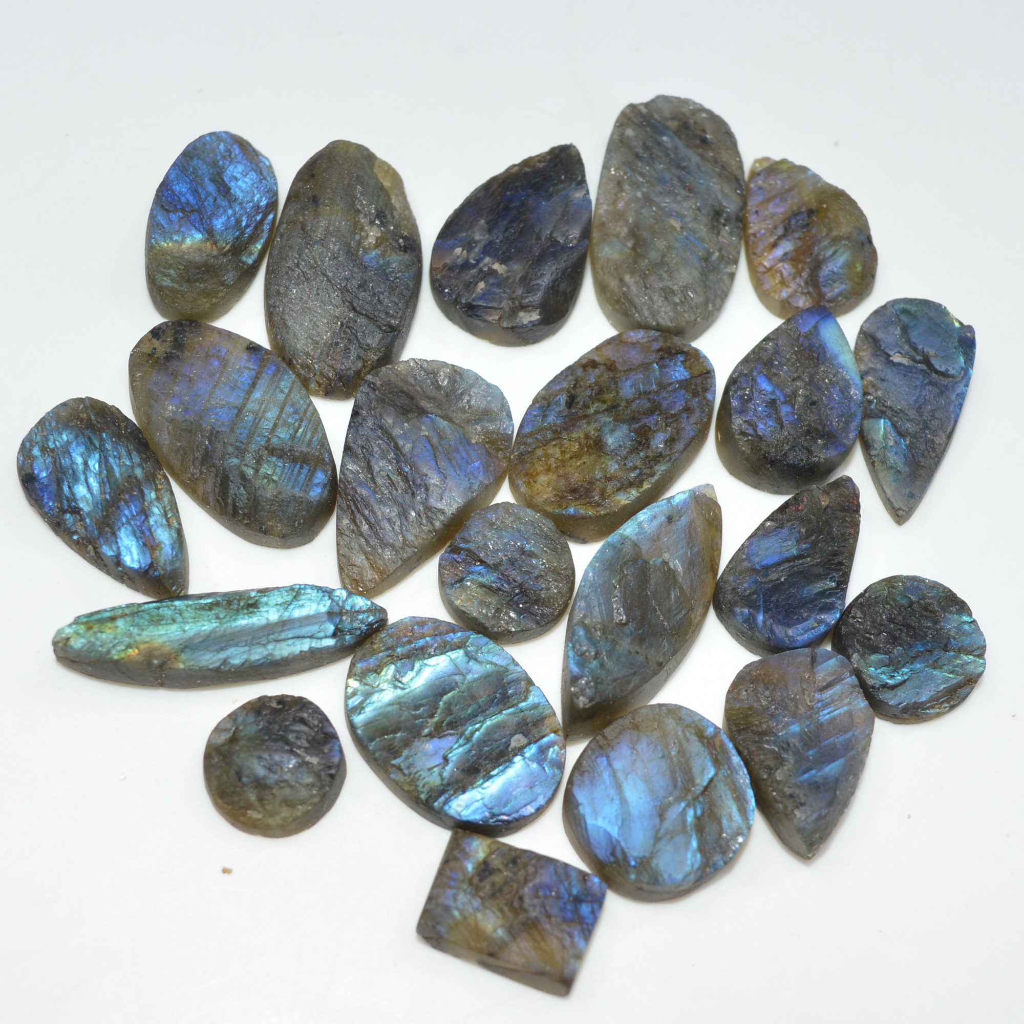 21 Pcs 267 Cts Natural Labradorite Druzy Gemstone Lot Jewelry Making Handmade Crystal Craft Supplies 27x10 10x10mm 17018