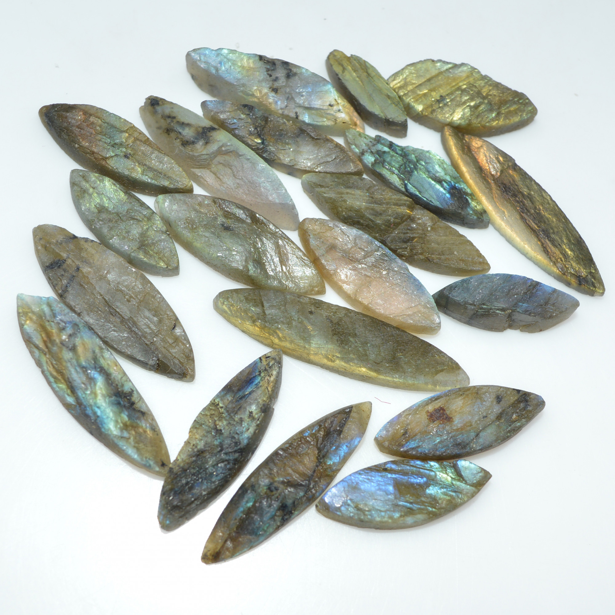 20 Pcs 186 Cts Natural Labradorite Druzy Gemstone Lot Jewelry Making Handmade Crystal Craft Supplies 35x7 15x5mm 17019