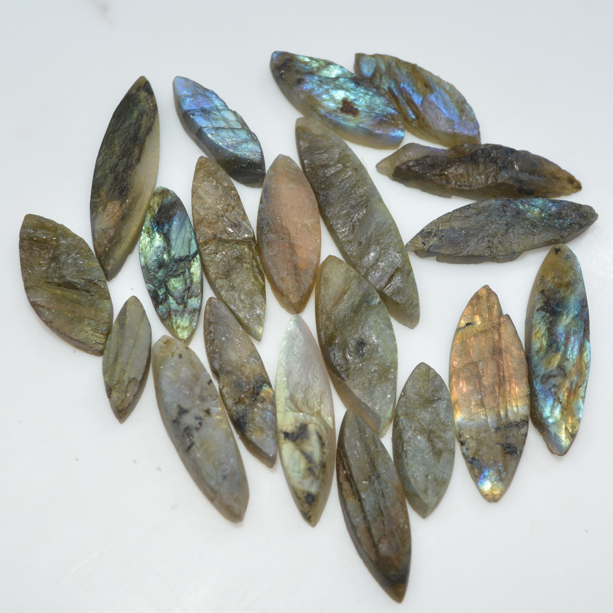 20 Pcs 186 Cts Natural Labradorite Druzy Gemstone Lot Jewelry Making Handmade Crystal Craft Supplies 35x7 15x5mm 17019