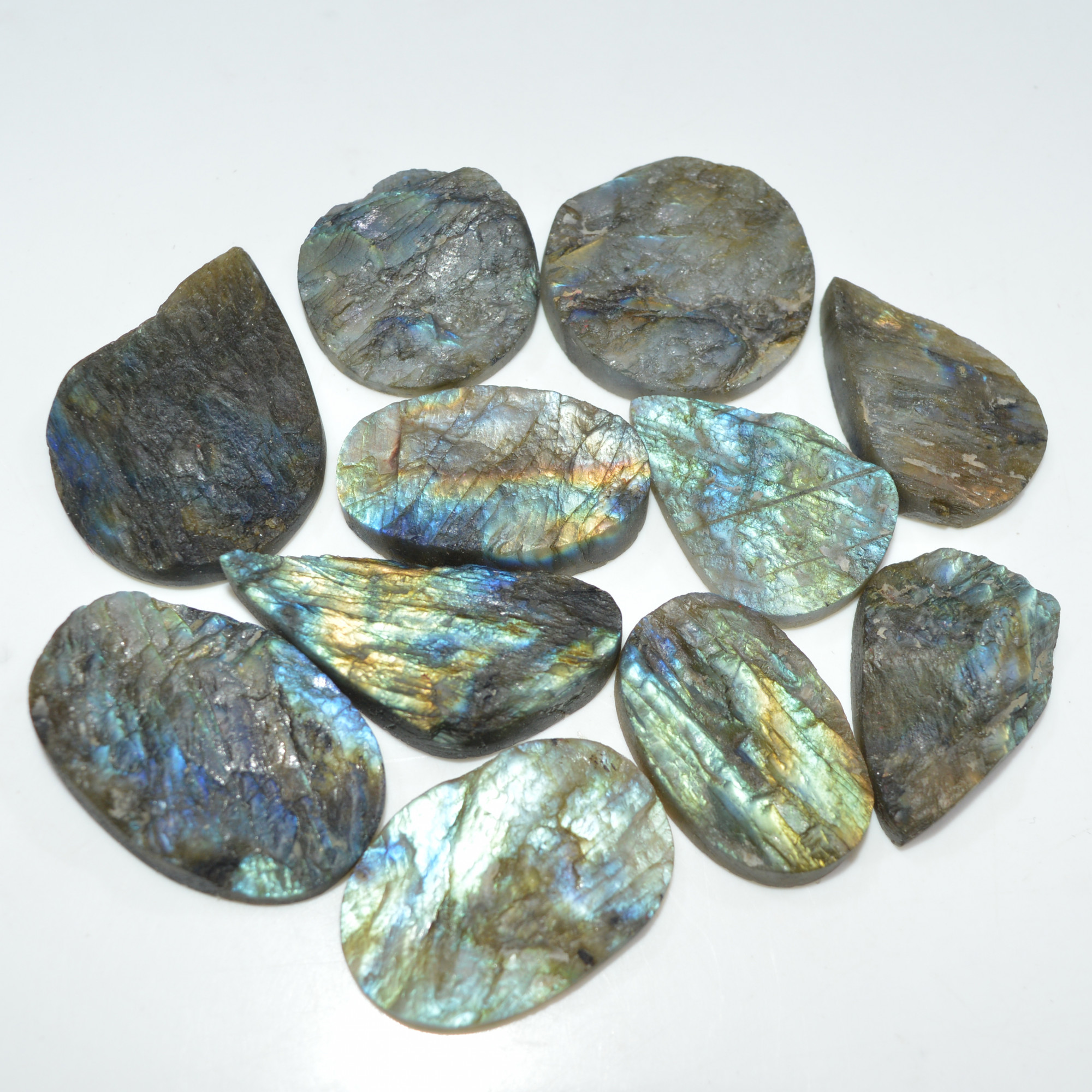11 Pcs 490 Cts Natural Labradorite Druzy Gemstone Lot Jewelry Making Handmade Crystal Craft Supplies 39x26 30x20mm 17020