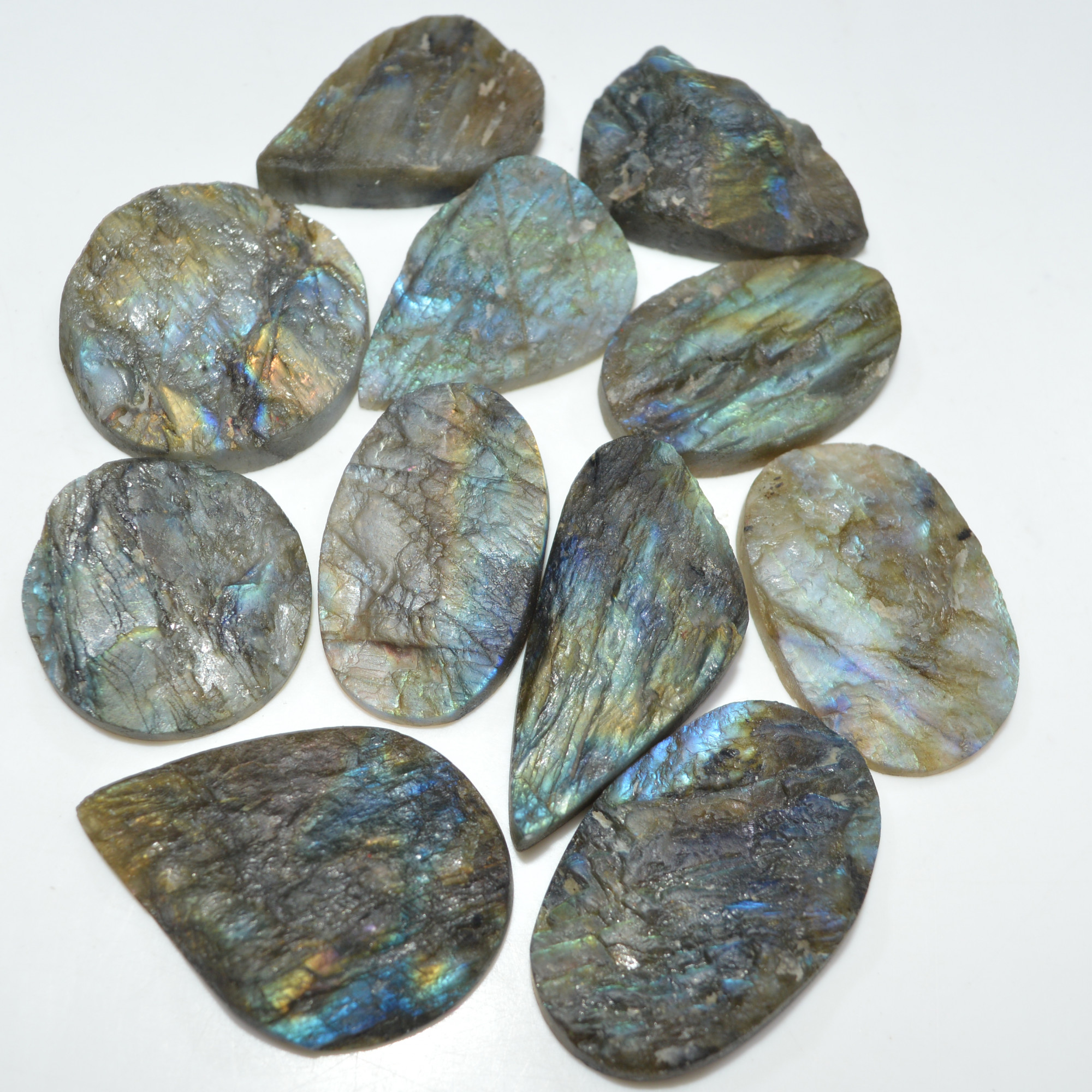 11 Pcs 490 Cts Natural Labradorite Druzy Gemstone Lot Jewelry Making Handmade Crystal Craft Supplies 39x26 30x20mm 17020