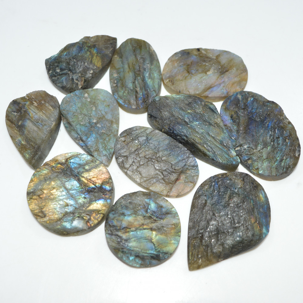 Image of 11 Pcs 490 Cts Natural Labradorite Druzy Gemstone Lot Jewelry Making Handmade Crystal Craft Supplies 39x26 30x20mm #17020
