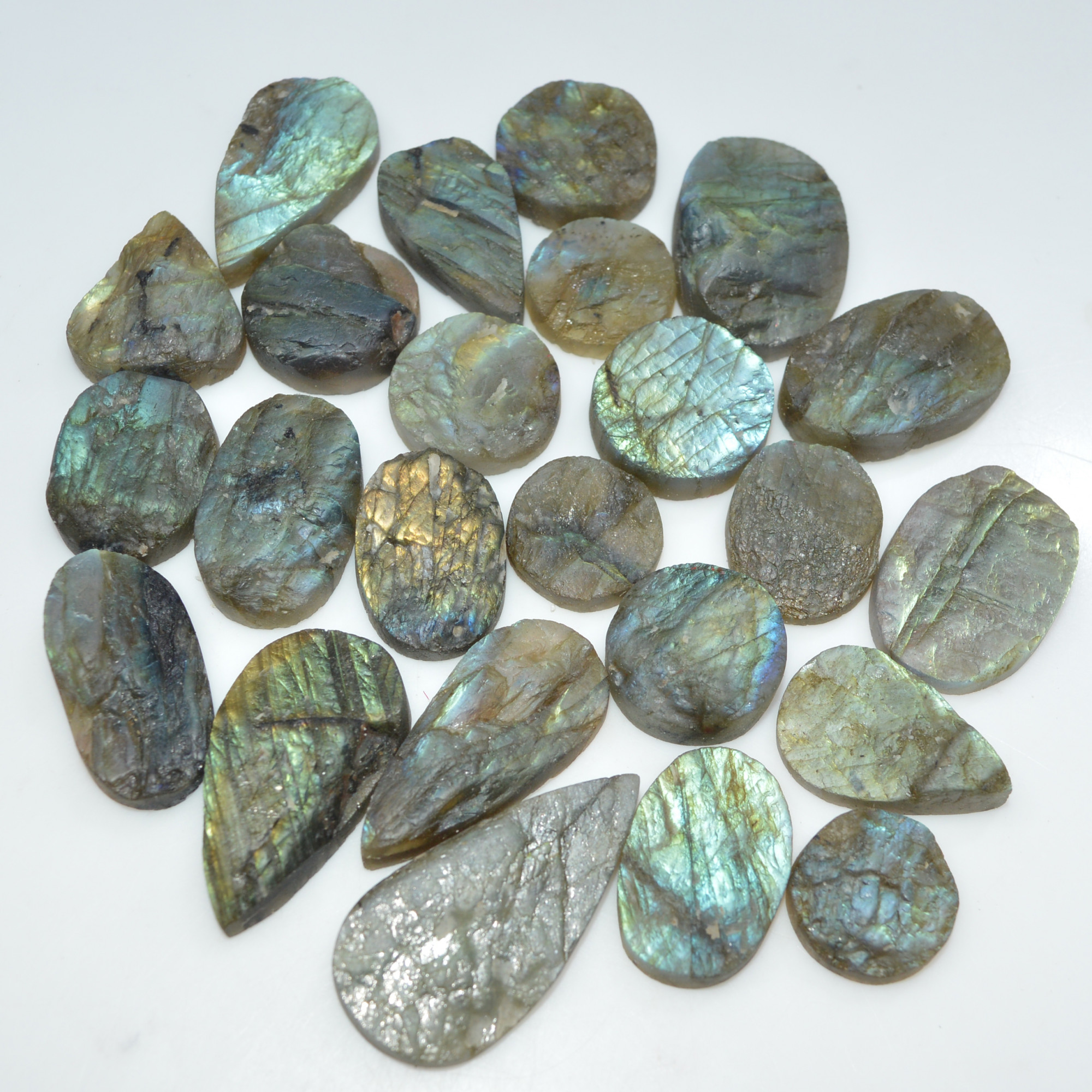 24 Pcs 493 Cts Natural Labradorite Druzy Gemstone Lot Jewelry Making Handmade Crystal Craft Supplies 34x16 14x14mm 17021