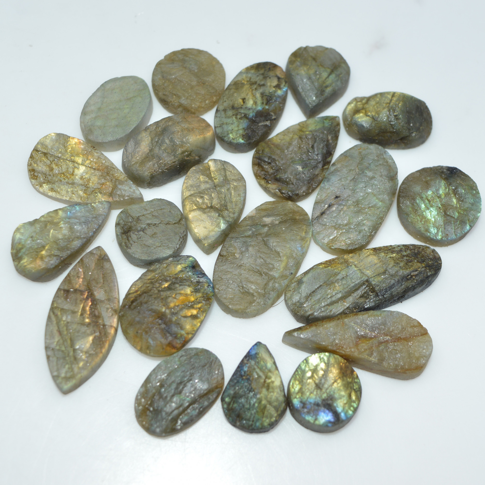21 Pcs 215 Cts Natural Labradorite Druzy Gemstone Lot Jewelry Making Handmade Crystal Craft Supplies 26x10 10x10mm 17023