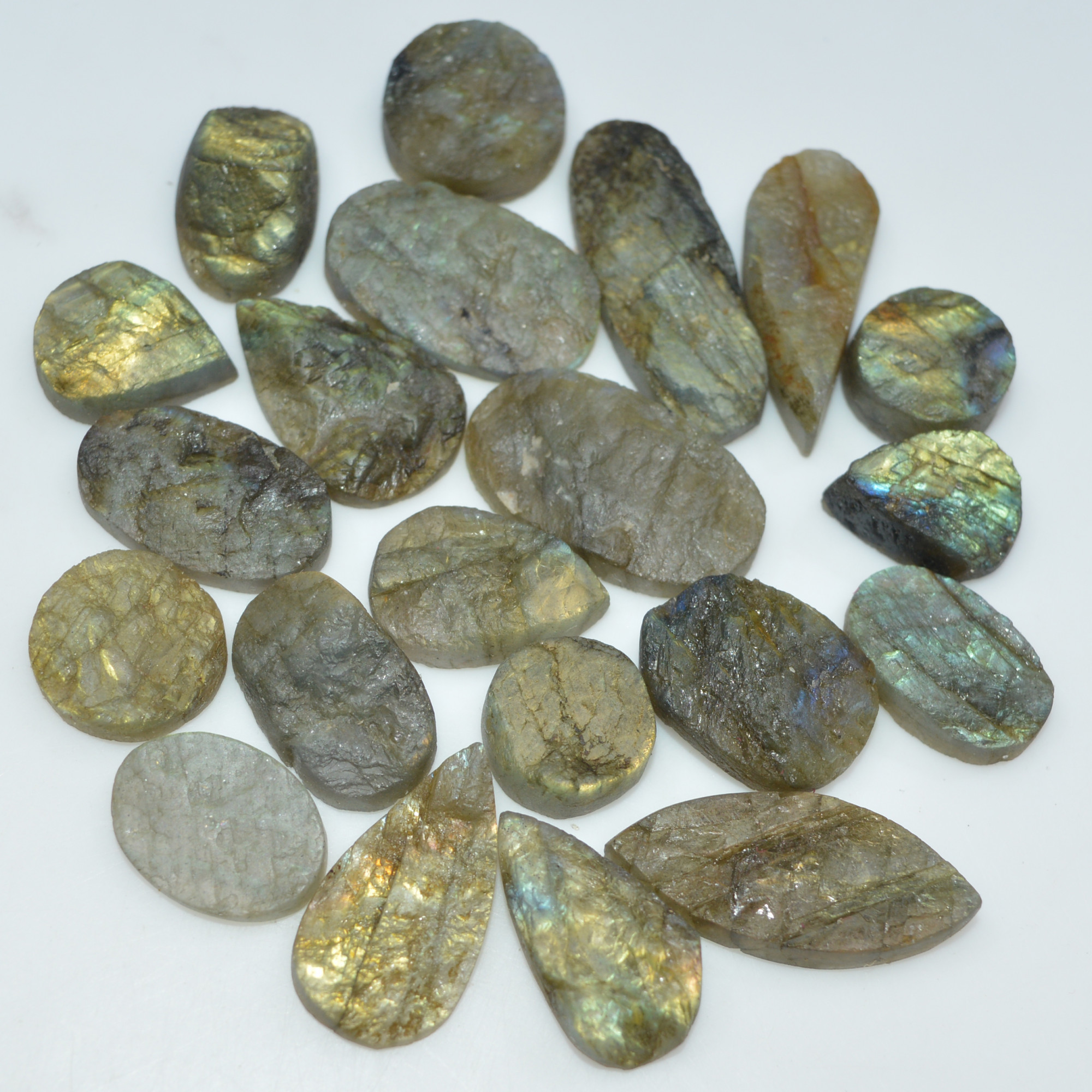 21 Pcs 215 Cts Natural Labradorite Druzy Gemstone Lot Jewelry Making Handmade Crystal Craft Supplies 26x10 10x10mm 17023
