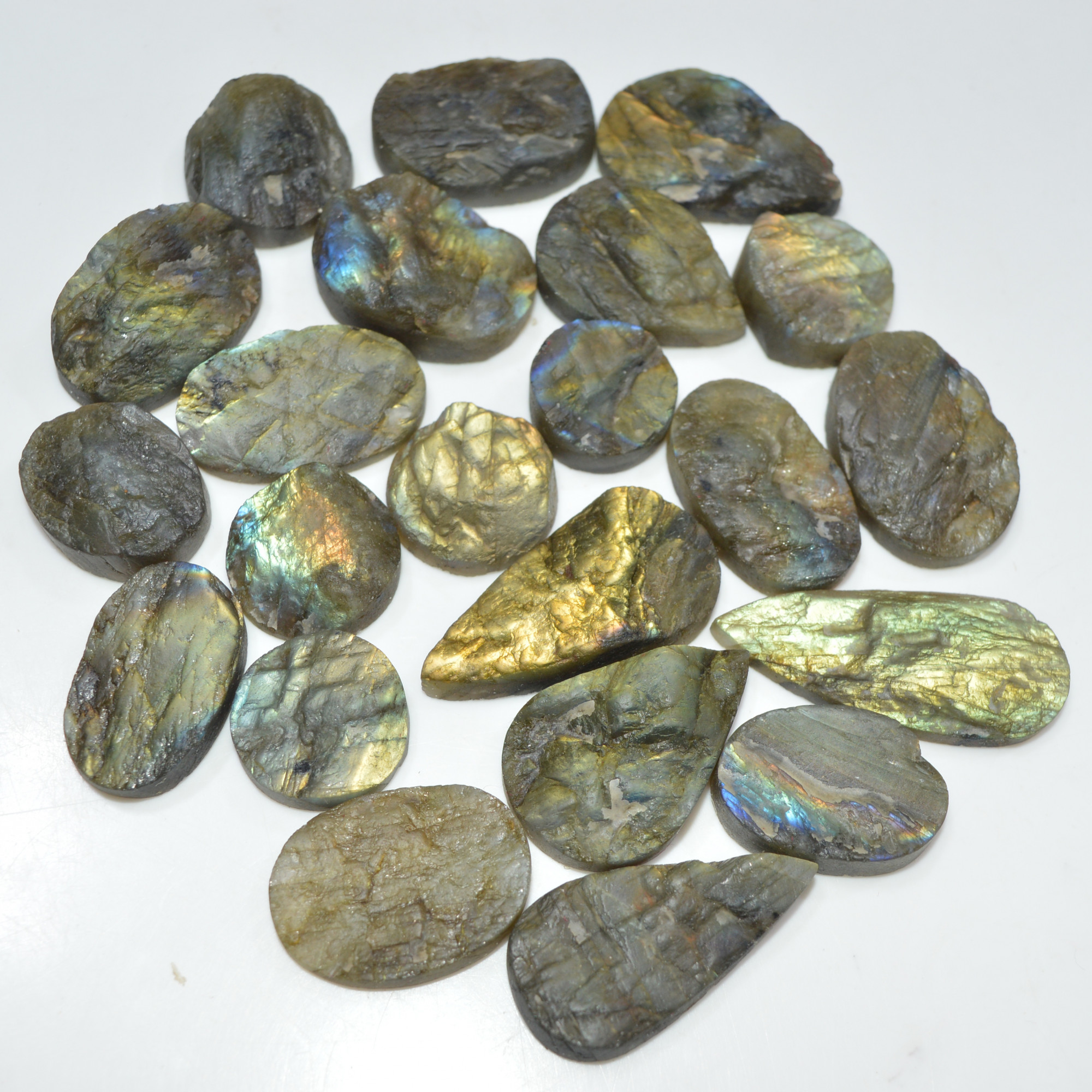 22 Pcs 502 Cts Natural Labradorite Druzy Gemstone Lot Jewelry Making Handmade Crystal Craft Supplies 35x15 15x15mm 17024