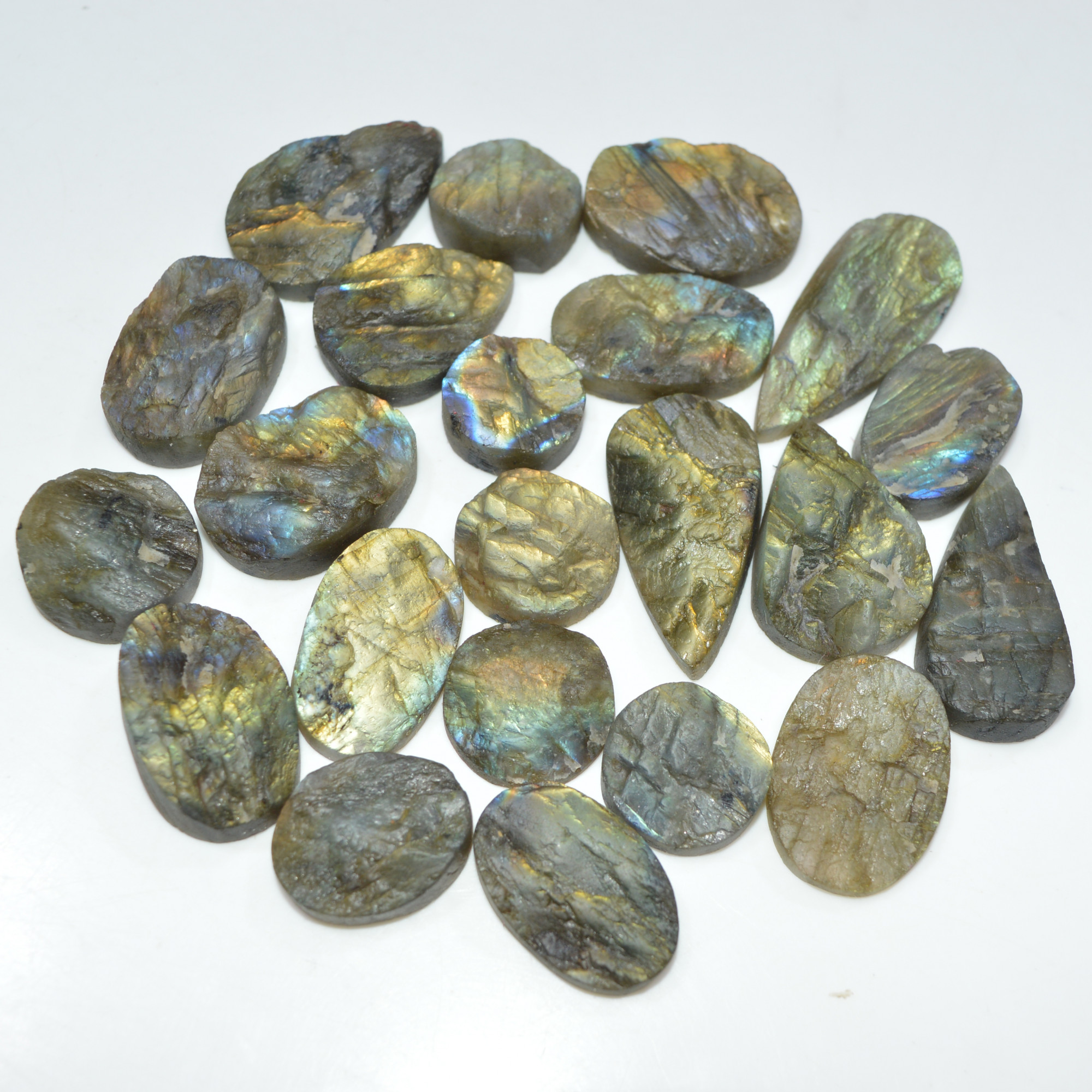 22 Pcs 502 Cts Natural Labradorite Druzy Gemstone Lot Jewelry Making Handmade Crystal Craft Supplies 35x15 15x15mm 17024