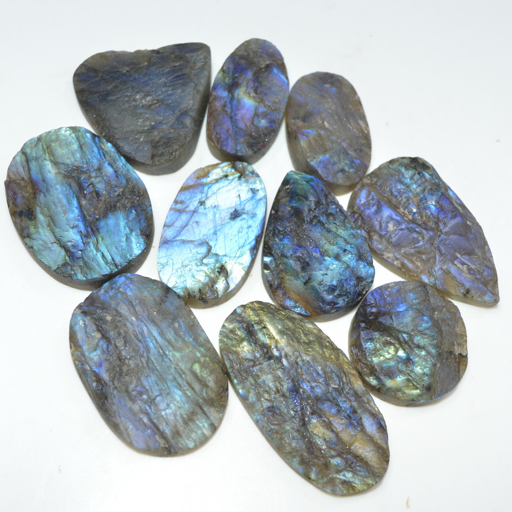 Image of 10 Pcs 497 Cts Natural Labradorite Druzy Gemstone Lot Jewelry Making Handmade Crystal Craft Supplies 42x20 24x24mm #17026