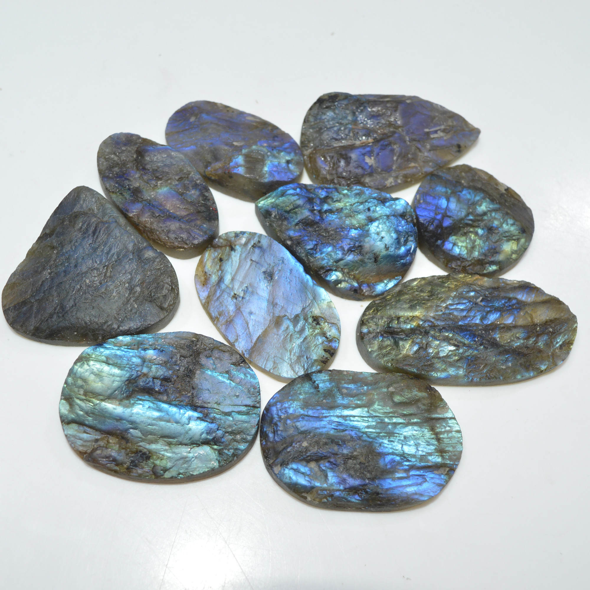 10 Pcs 497 Cts Natural Labradorite Druzy Gemstone Lot Jewelry Making Handmade Crystal Craft Supplies 42x20 24x24mm 17026
