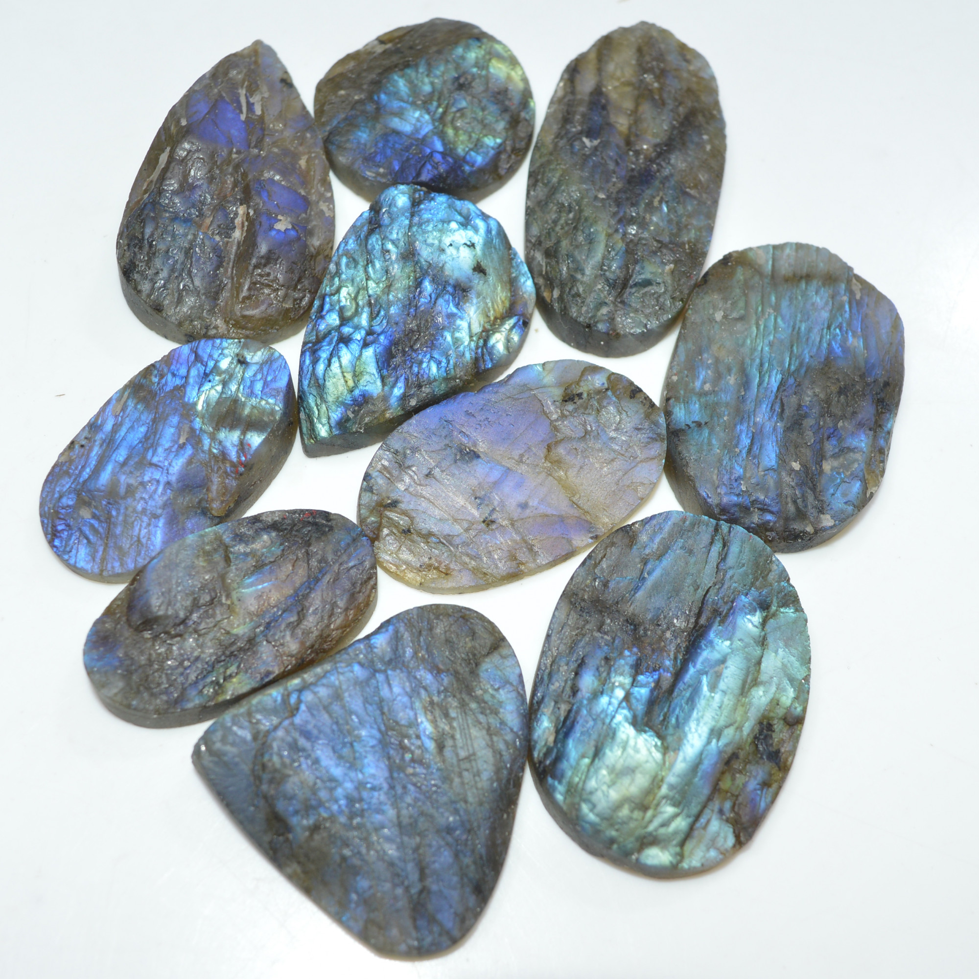 10 Pcs 497 Cts Natural Labradorite Druzy Gemstone Lot Jewelry Making Handmade Crystal Craft Supplies 42x20 24x24mm 17026