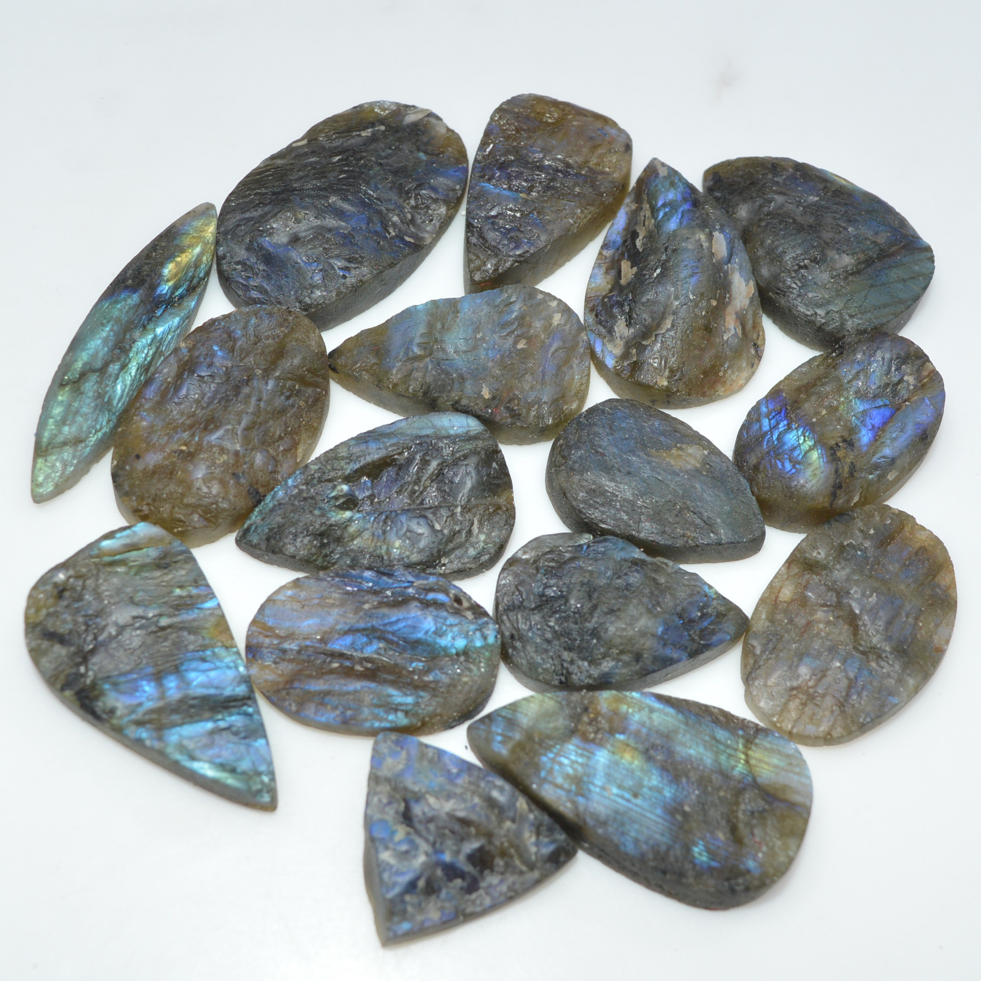 16 Pcs 367 Cts Natural Labradorite Druzy Gemstone Lot Jewelry Making Handmade Crystal Craft Supplies 35x6 17x17mm 17027