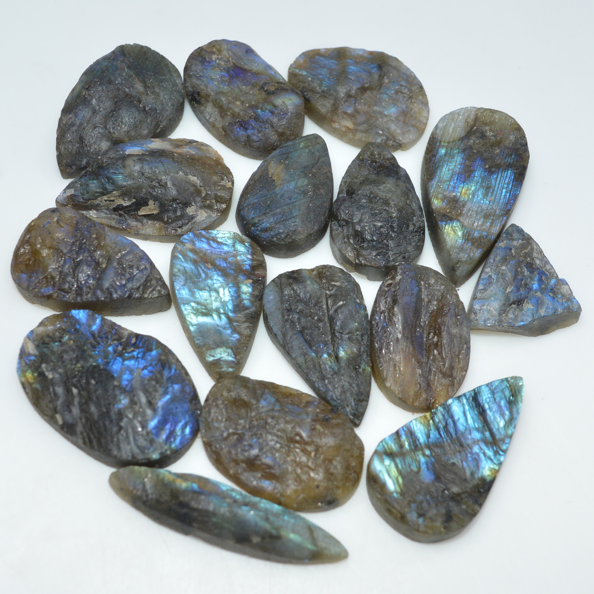 16 Pcs 367 Cts Natural Labradorite Druzy Gemstone Lot Jewelry Making Handmade Crystal Craft Supplies 35x6 17x17mm 17027