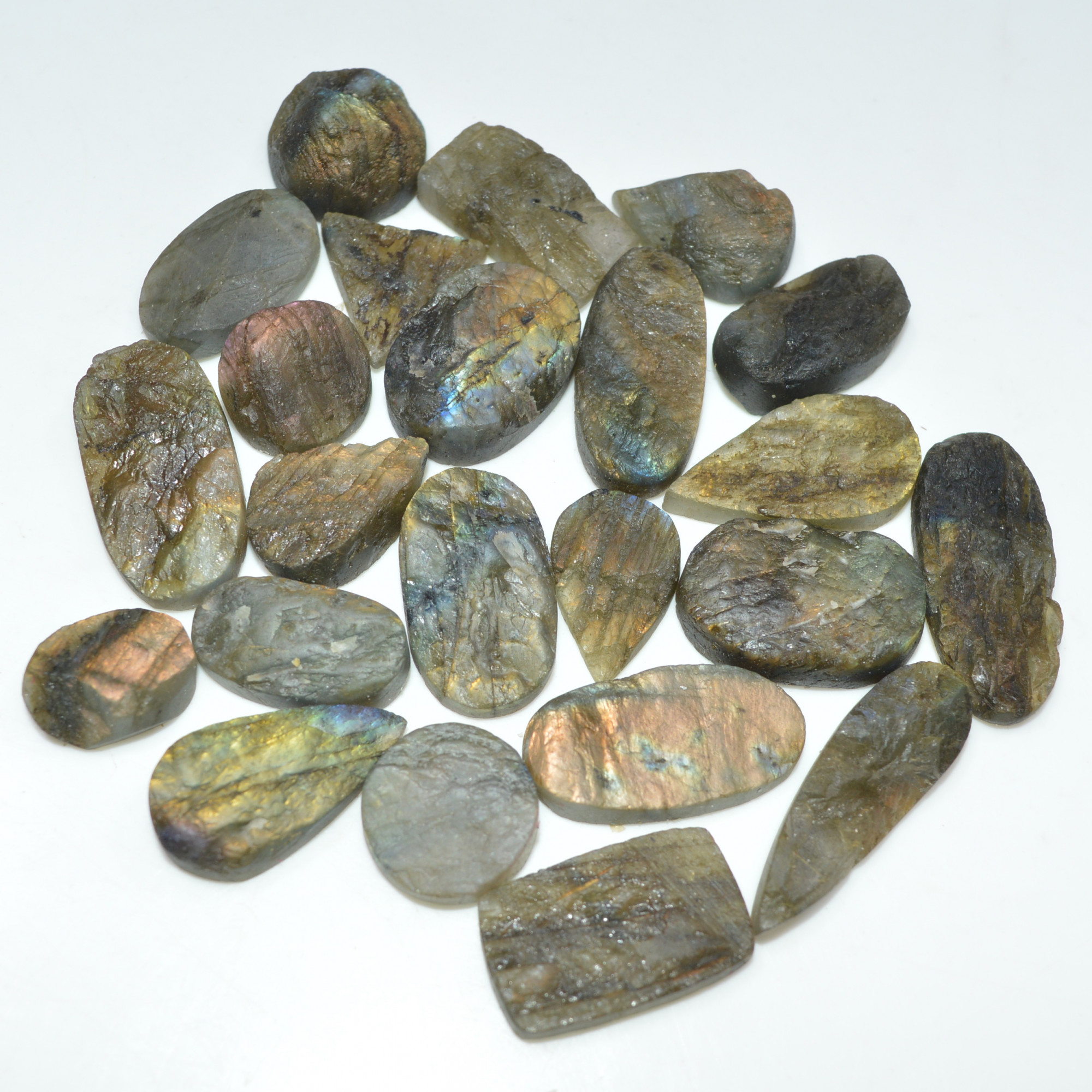 23 Pcs 302 Cts Natural Labradorite Druzy Gemstone Lot Jewelry Making Handmade Crystal Craft Supplies 26x10 15x10mm 17028