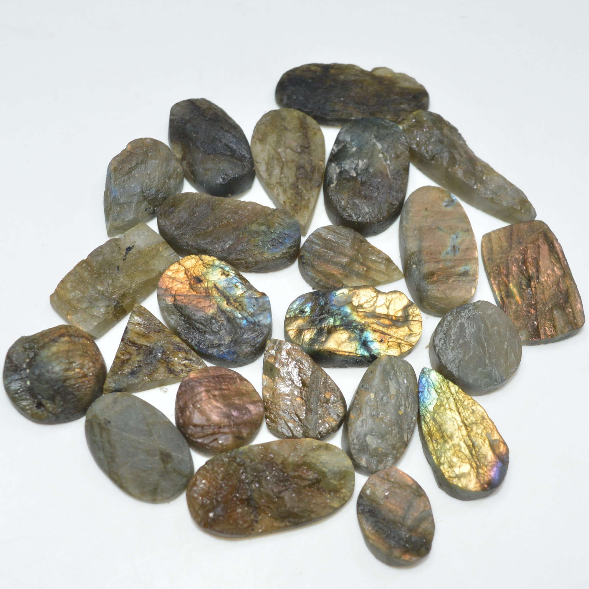 23 Pcs 302 Cts Natural Labradorite Druzy Gemstone Lot Jewelry Making Handmade Crystal Craft Supplies 26x10 15x10mm 17028