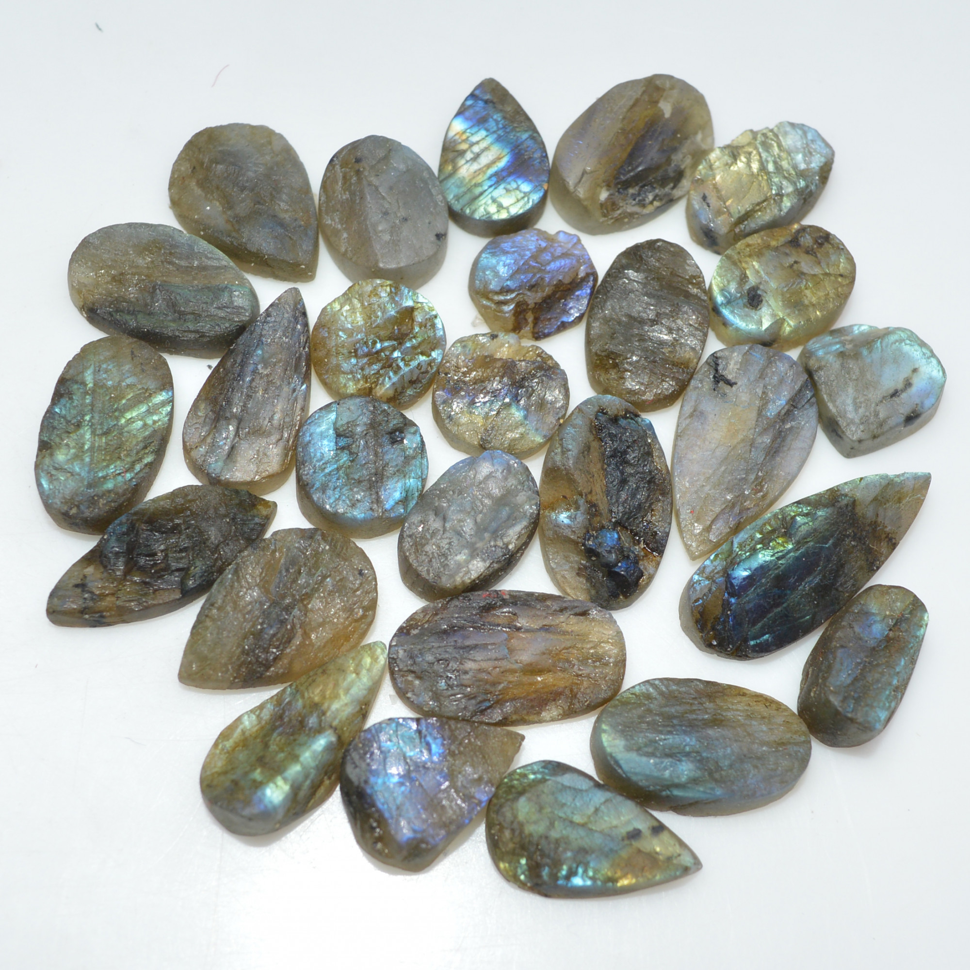 26 Pcs 182 Cts Natural Labradorite Druzy Gemstone Lot Jewelry Making Handmade Crystal Craft Supplies 23x9 9x9mm 17029