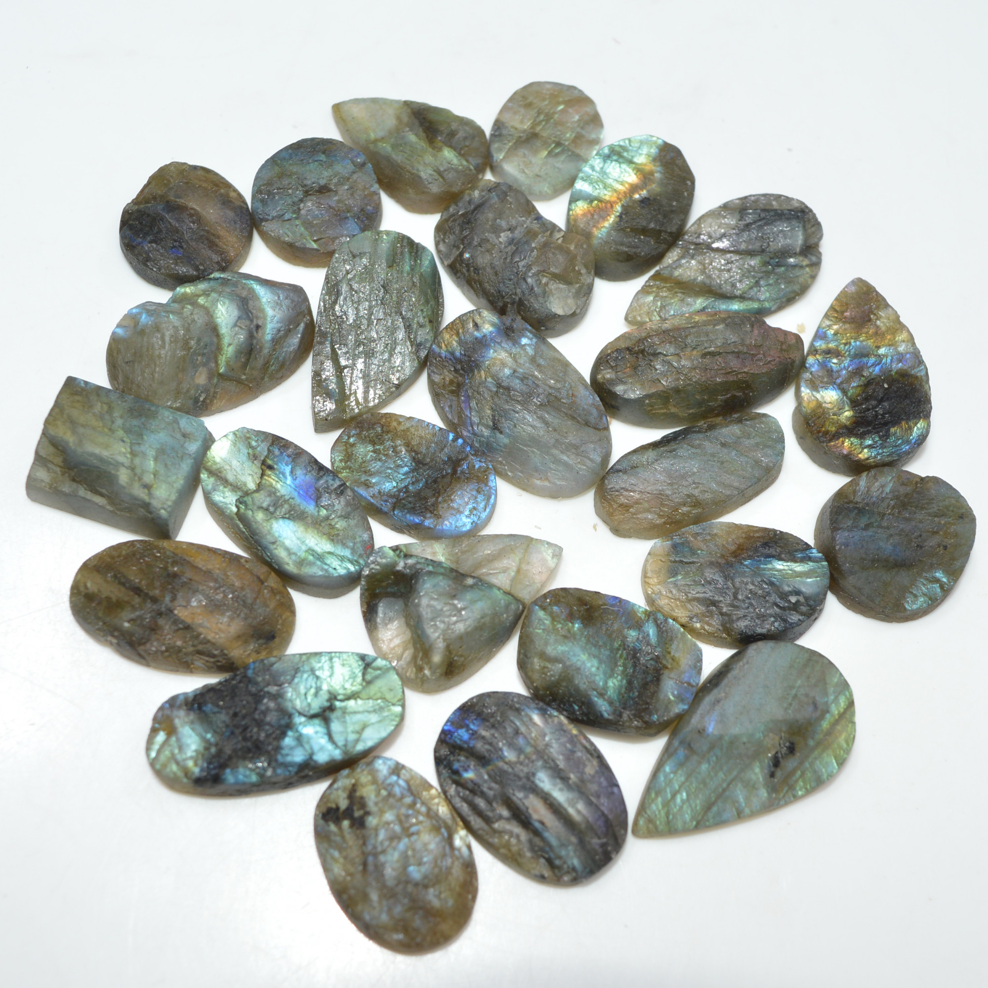 25 Pcs 320 Cts Natural Labradorite Druzy Gemstone Lot Jewelry Making Handmade Crystal Craft Supplies 23x13 12x12mm 17030