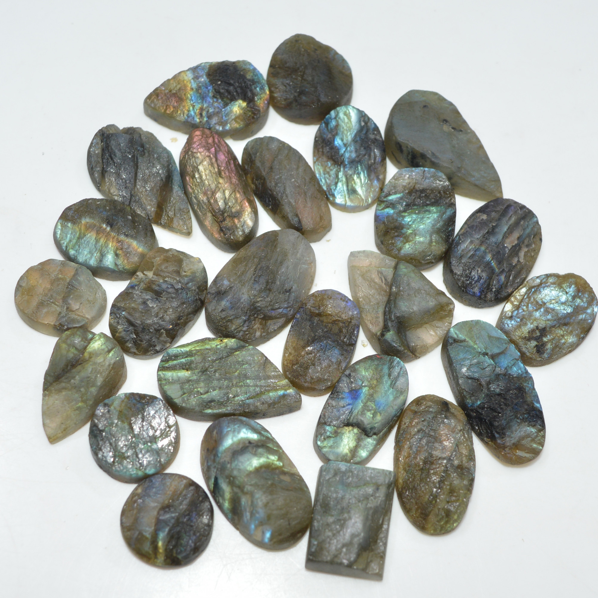 25 Pcs 320 Cts Natural Labradorite Druzy Gemstone Lot Jewelry Making Handmade Crystal Craft Supplies 23x13 12x12mm 17030