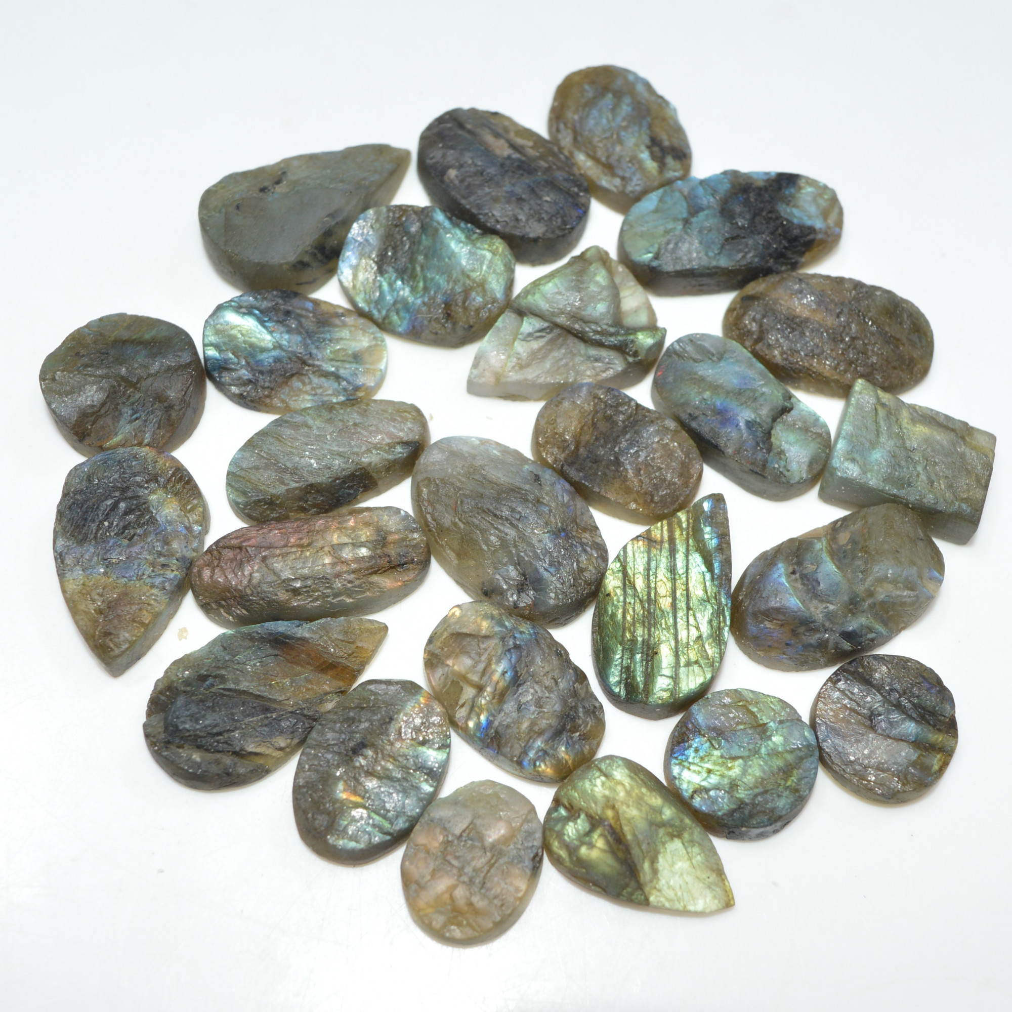 25 Pcs 320 Cts Natural Labradorite Druzy Gemstone Lot Jewelry Making Handmade Crystal Craft Supplies 23x13 12x12mm 17030