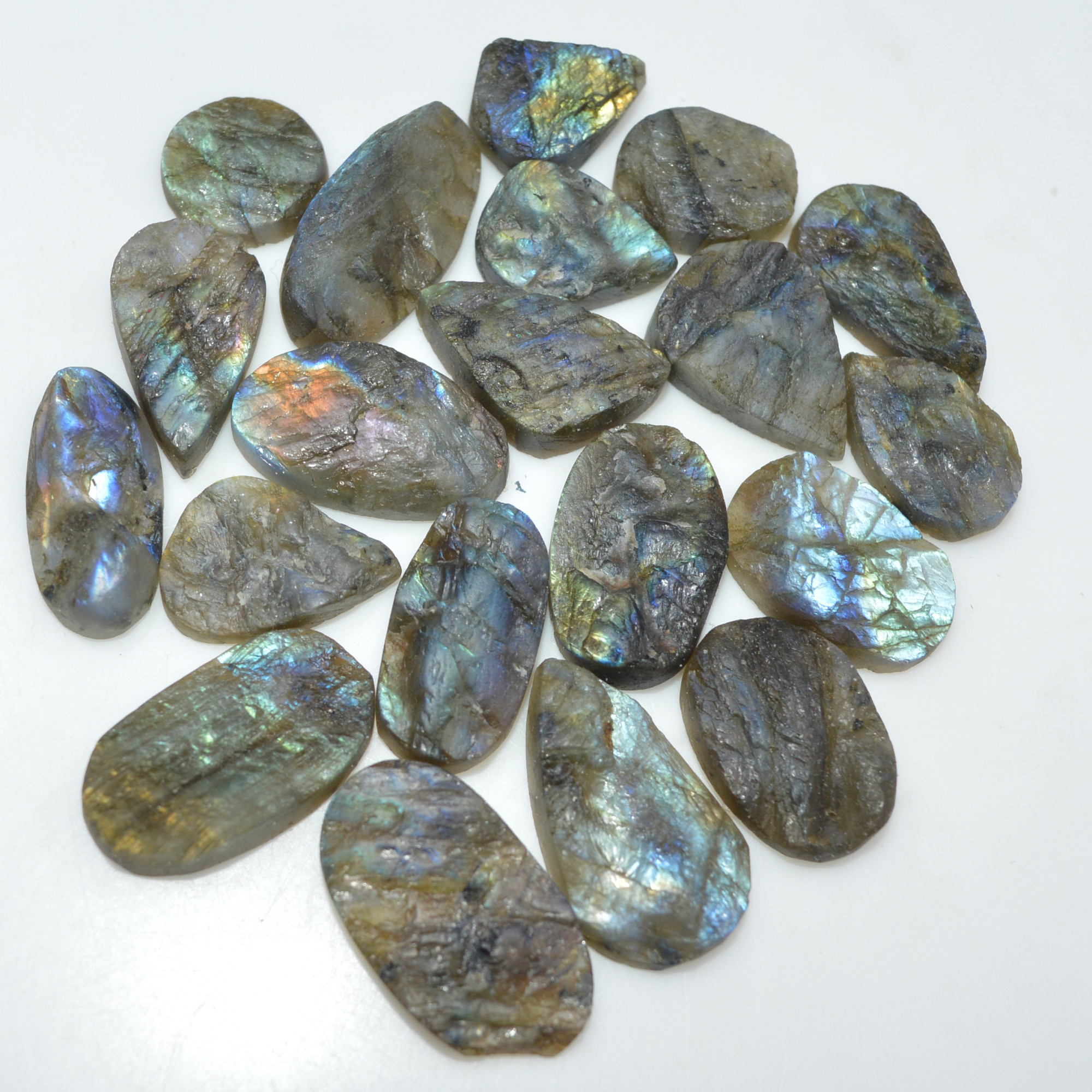 20 Pcs 262 Cts Natural Labradorite Druzy Gemstone Lot Jewelry Making Handmade Crystal Craft Supplies 24x13 12x12mm 17031