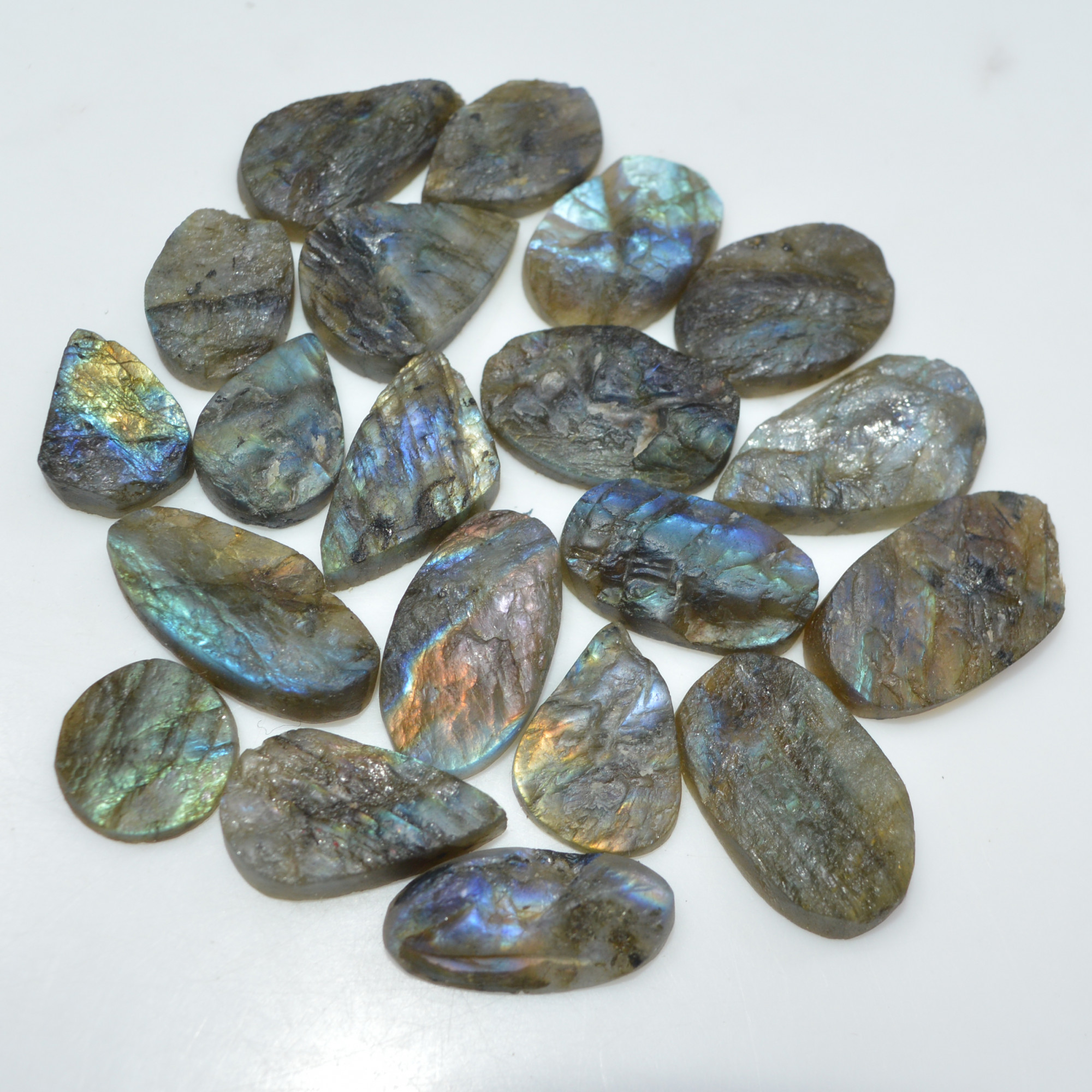 20 Pcs 262 Cts Natural Labradorite Druzy Gemstone Lot Jewelry Making Handmade Crystal Craft Supplies 24x13 12x12mm 17031