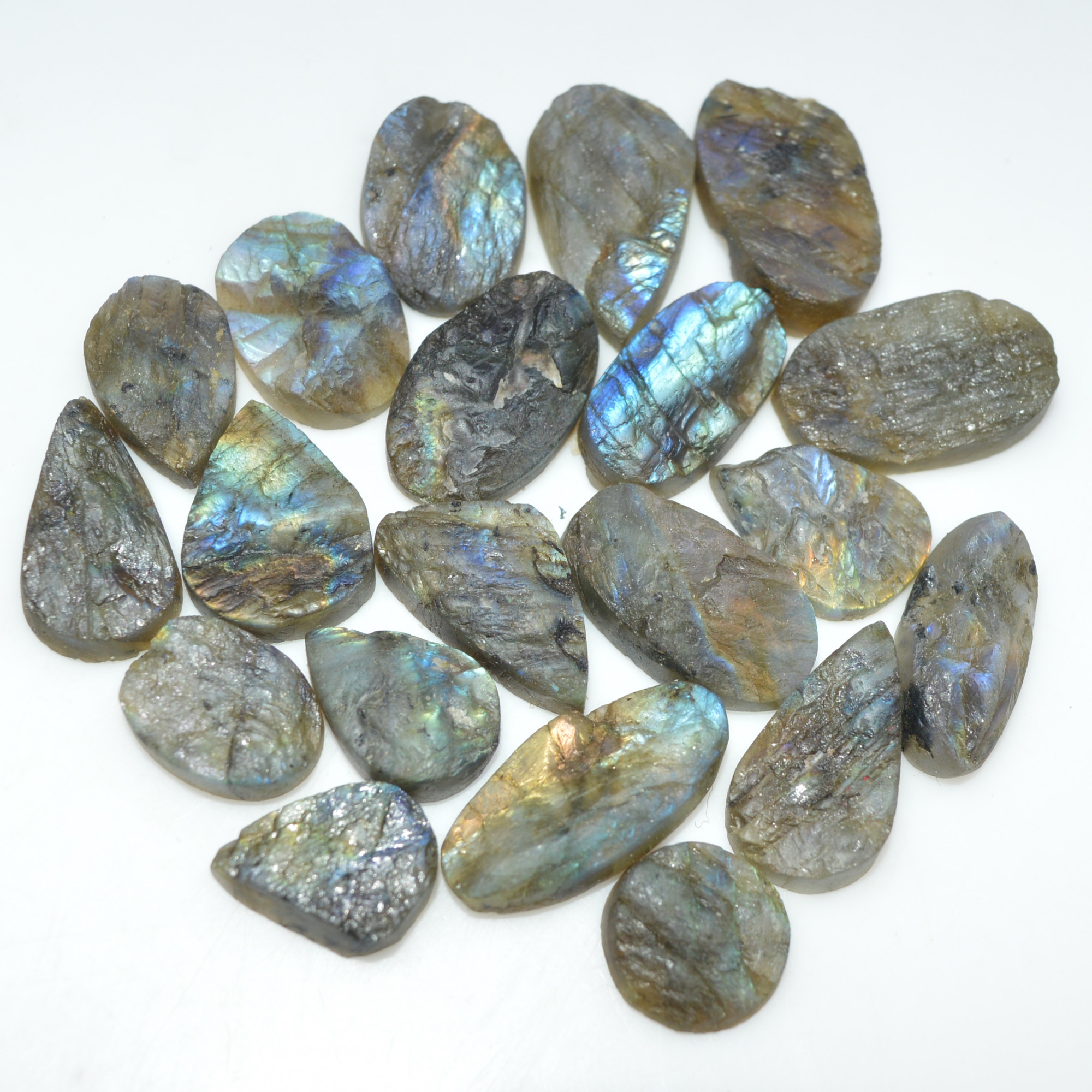20 Pcs 262 Cts Natural Labradorite Druzy Gemstone Lot Jewelry Making Handmade Crystal Craft Supplies 24x13 12x12mm 17031