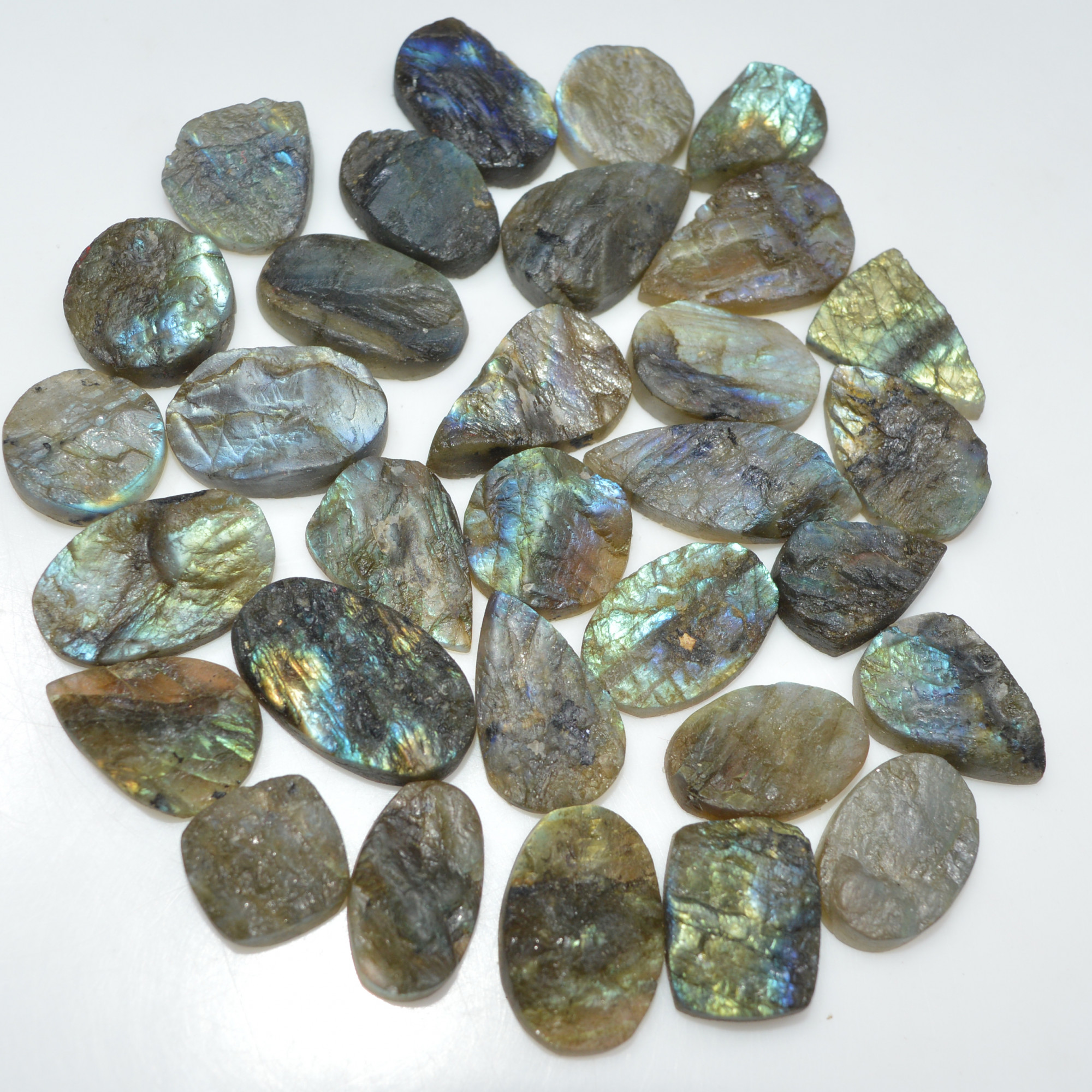 30 Pcs 330 Cts Natural Labradorite Druzy Loose Gemstone Lot Mixed Shapes Sizes Healing Crystal For Jewelry Making 24x10 14x9mm 17033