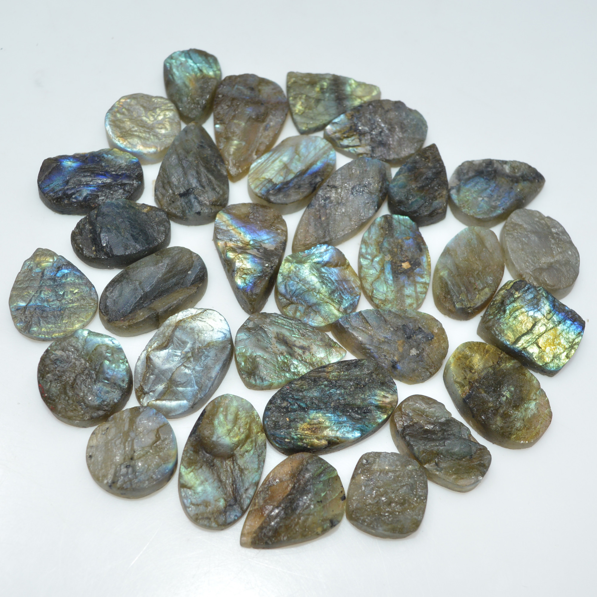 30 Pcs 330 Cts Natural Labradorite Druzy Loose Gemstone Lot Mixed Shapes Sizes Healing Crystal For Jewelry Making 24x10 14x9mm 17033