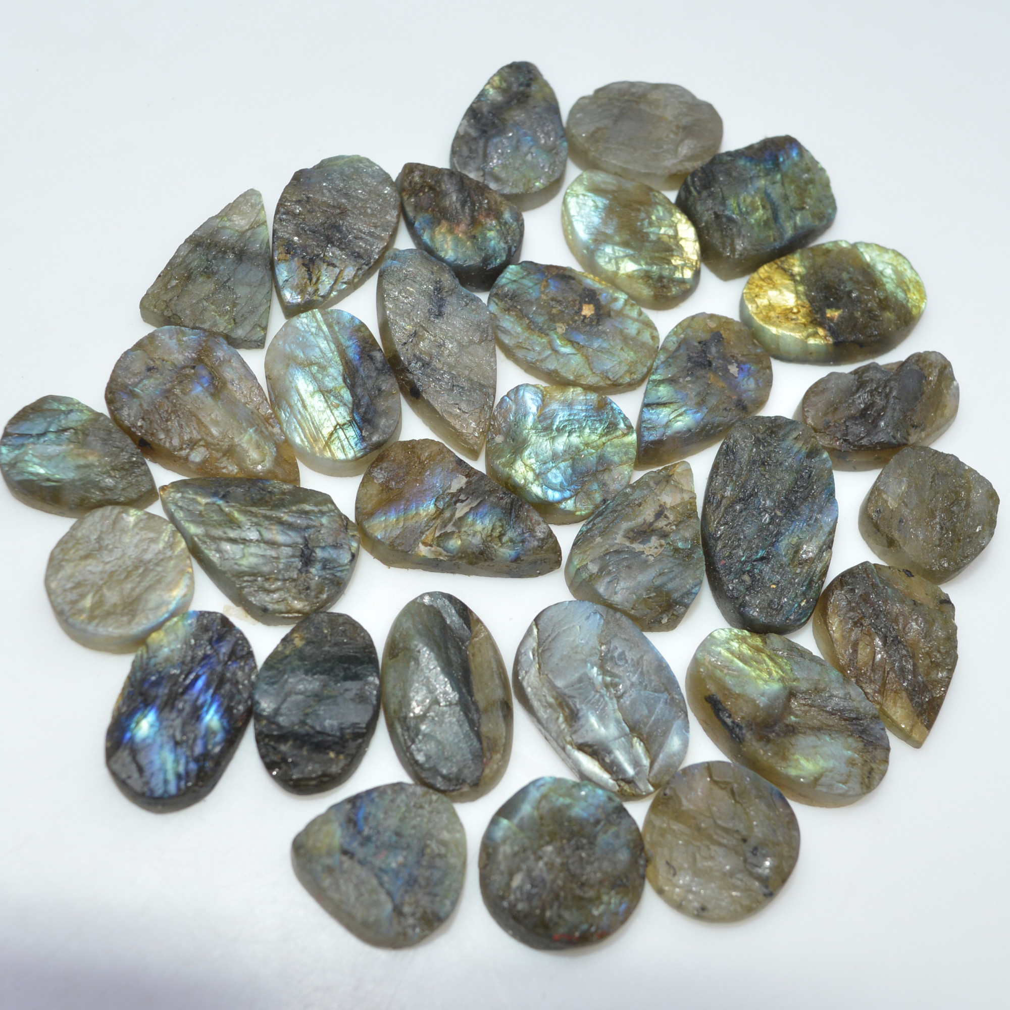 30 Pcs 330 Cts Natural Labradorite Druzy Loose Gemstone Lot Mixed Shapes Sizes Healing Crystal For Jewelry Making 24x10 14x9mm 17033
