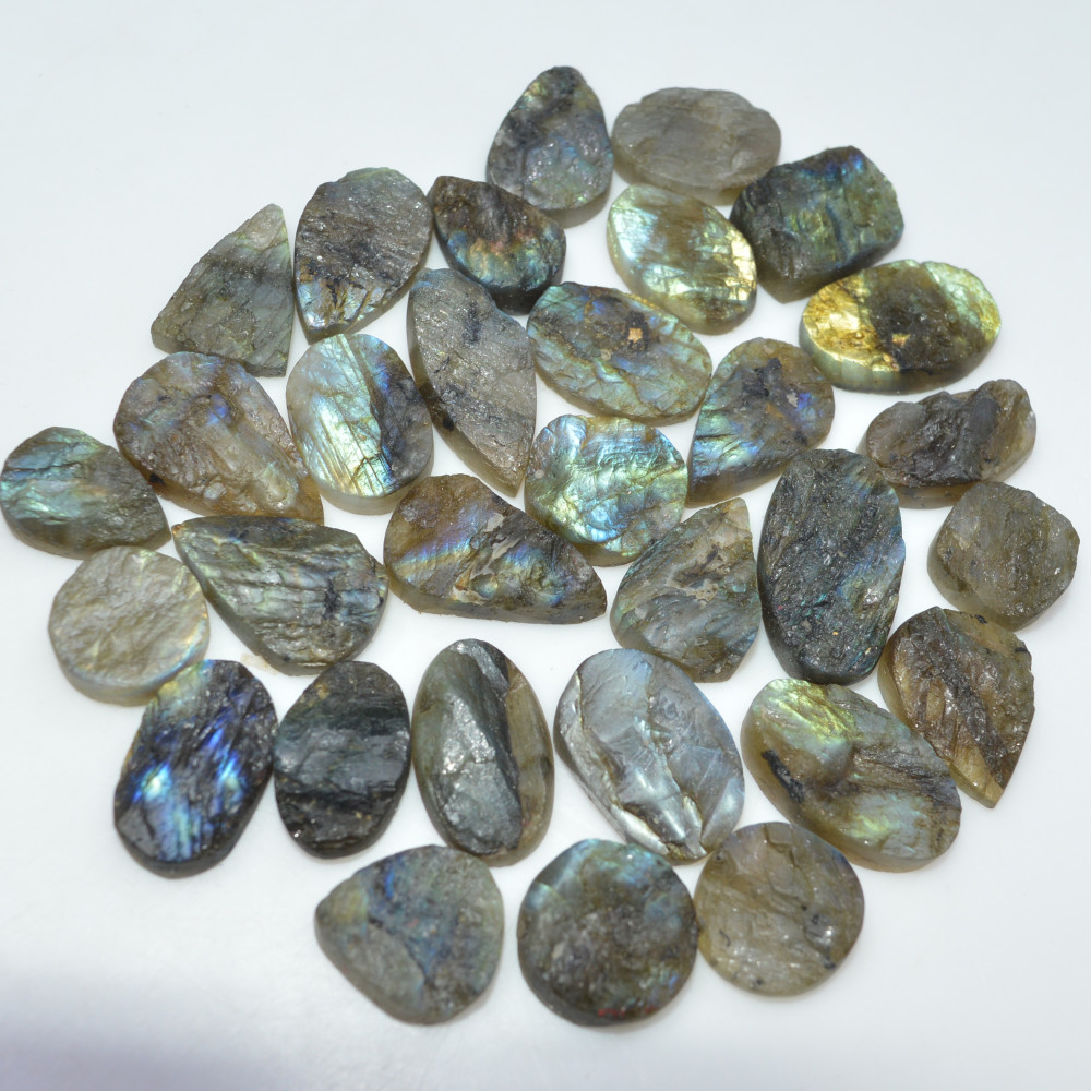 Image of 30 Pcs 330 Cts Natural Labradorite Druzy Loose Gemstone Lot Mixed Shapes Sizes Healing Crystal For Jewelry Making 24x10 14x9mm #17033