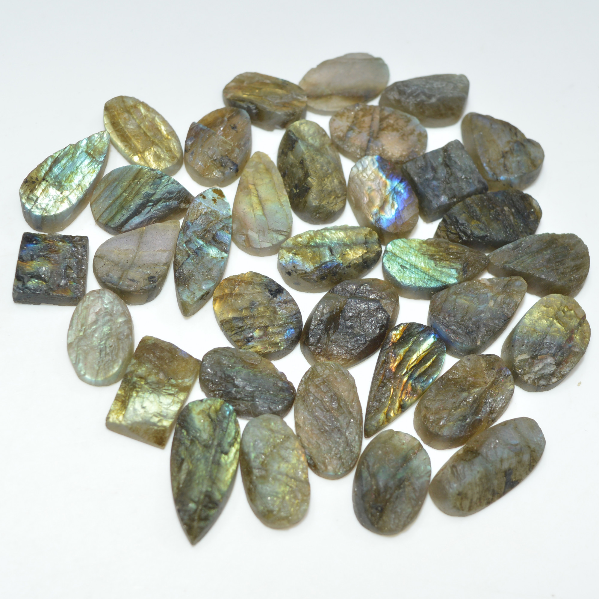 34 Pcs 245 Cts Natural Labradorite Druzy Loose Gemstone Lot Mixed Shapes Sizes Healing Crystal For Jewelry Making 20x9 9x9mm 17034