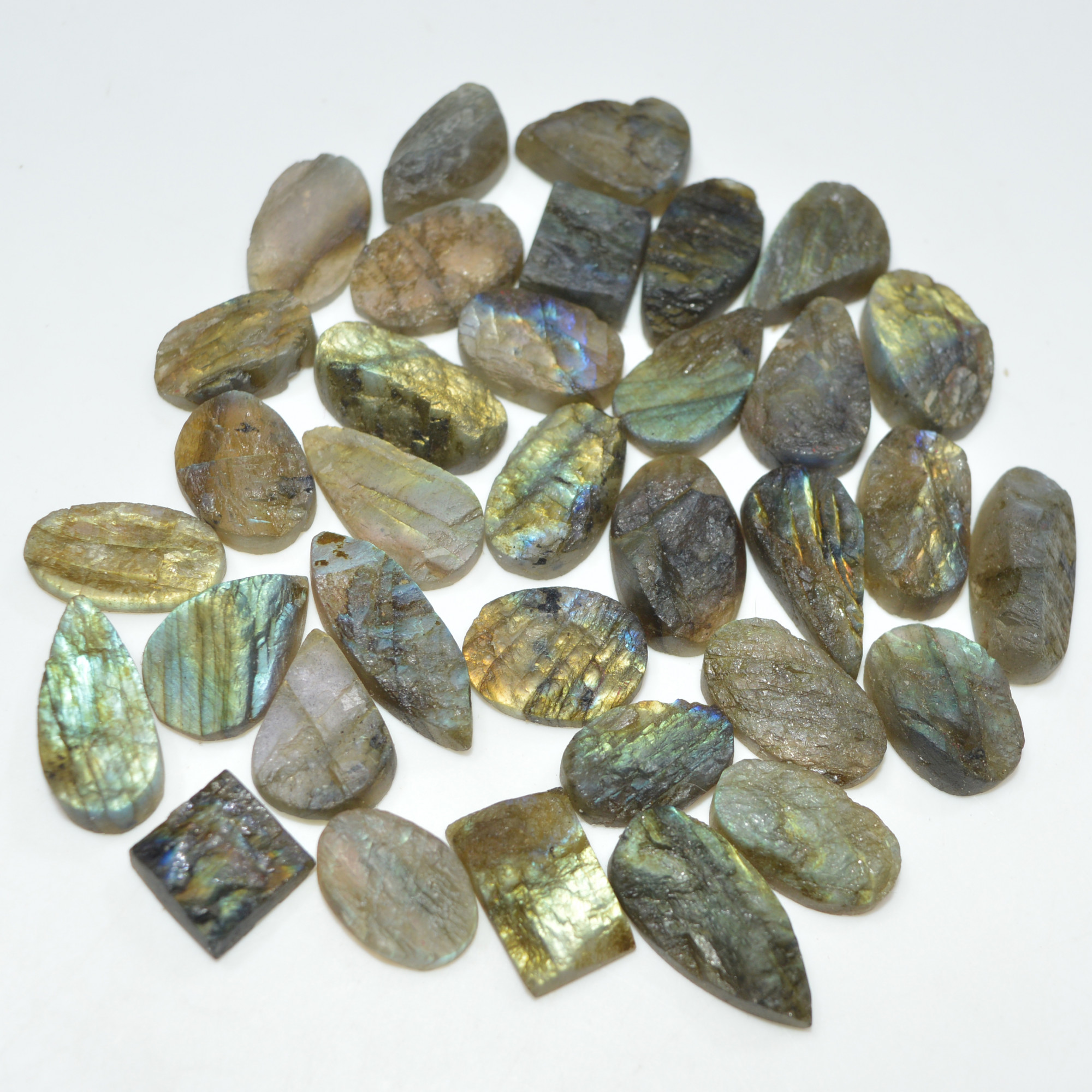 34 Pcs 245 Cts Natural Labradorite Druzy Loose Gemstone Lot Mixed Shapes Sizes Healing Crystal For Jewelry Making 20x9 9x9mm 17034