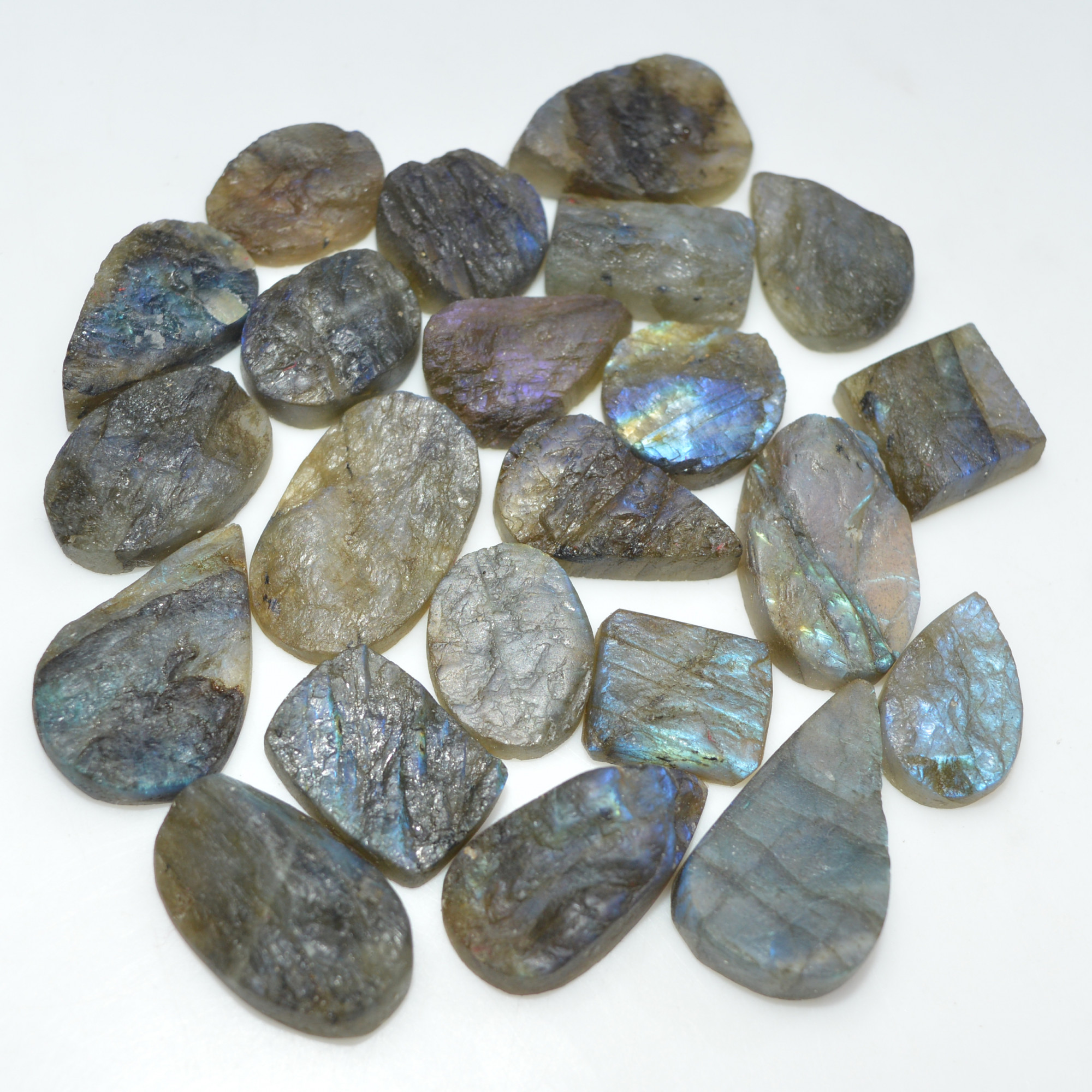 22 Pcs 254 Cts Natural Labradorite Druzy Loose Gemstone Lot Mixed Shapes Sizes Healing Crystal For Jewelry Making 24x14 15x10mm 17035
