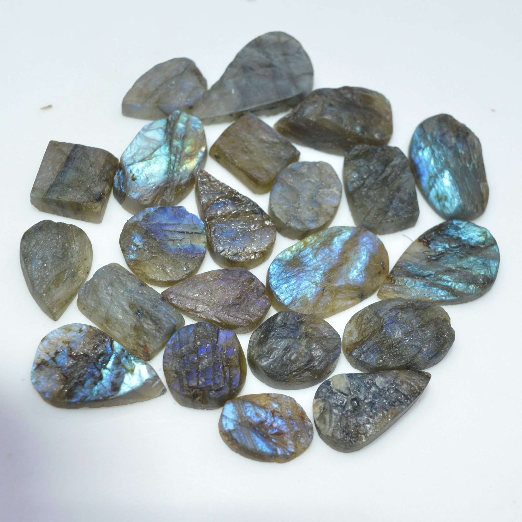 22 Pcs 254 Cts Natural Labradorite Druzy Loose Gemstone Lot Mixed Shapes Sizes Healing Crystal For Jewelry Making 24x14 15x10mm 17035