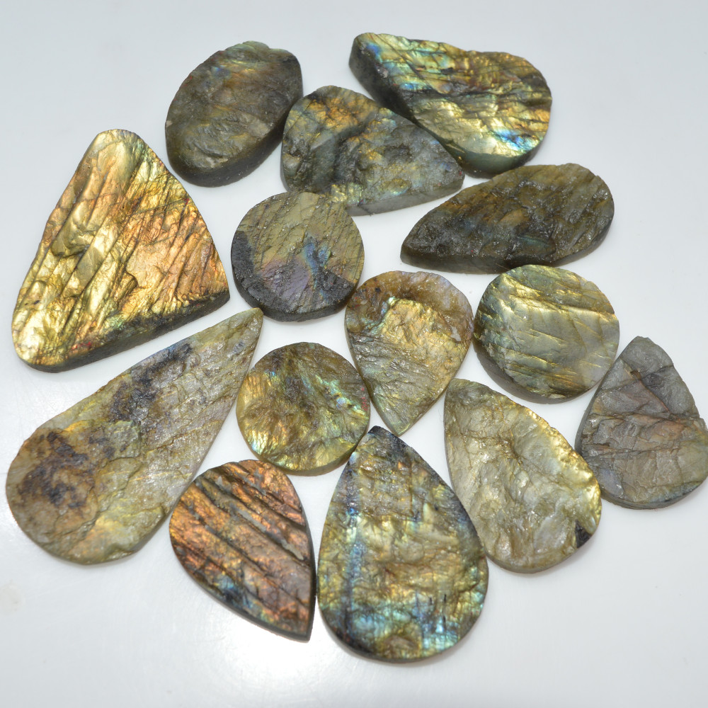 Image of 14 Pcs 517 Cts Natural Labradorite Druzy Loose Gemstone Lot Mixed Shapes Sizes Healing Crystal For Jewelry Making 49x24 20x20mm #17037