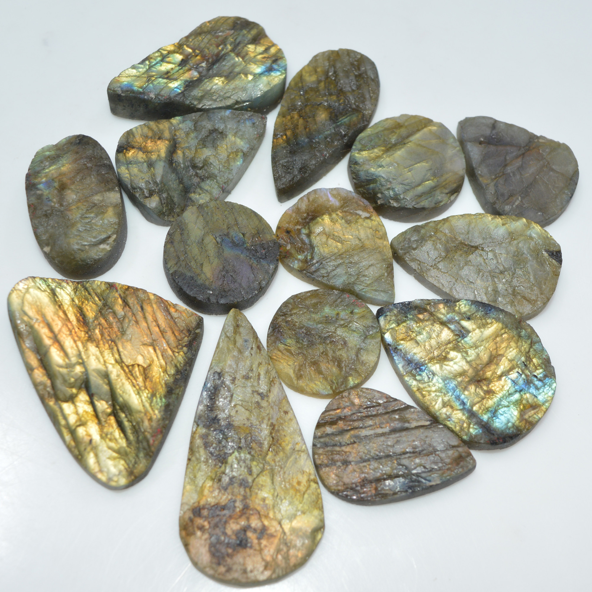14 Pcs 517 Cts Natural Labradorite Druzy Loose Gemstone Lot Mixed Shapes Sizes Healing Crystal For Jewelry Making 49x24 20x20mm 17037
