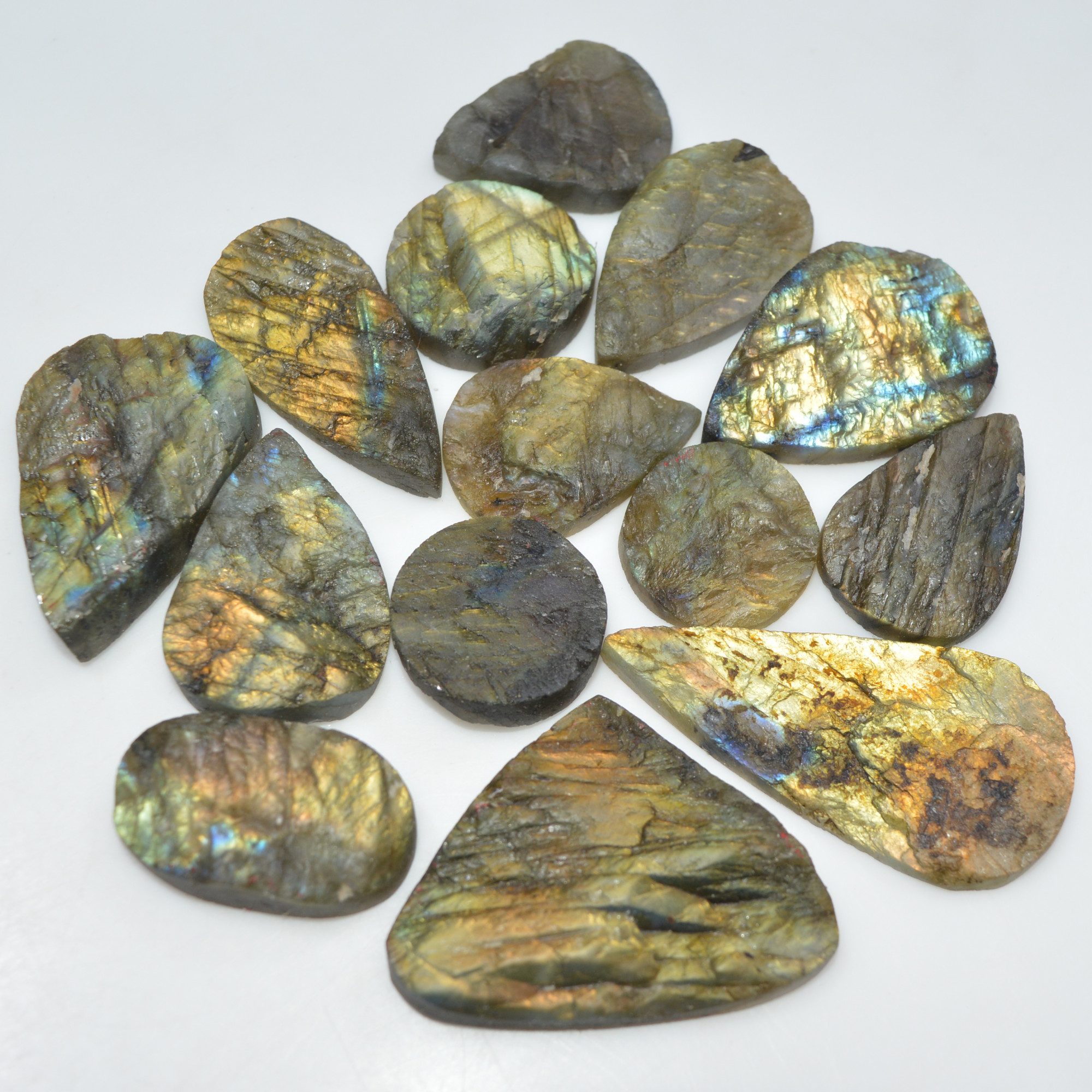 14 Pcs 517 Cts Natural Labradorite Druzy Loose Gemstone Lot Mixed Shapes Sizes Healing Crystal For Jewelry Making 49x24 20x20mm 17037