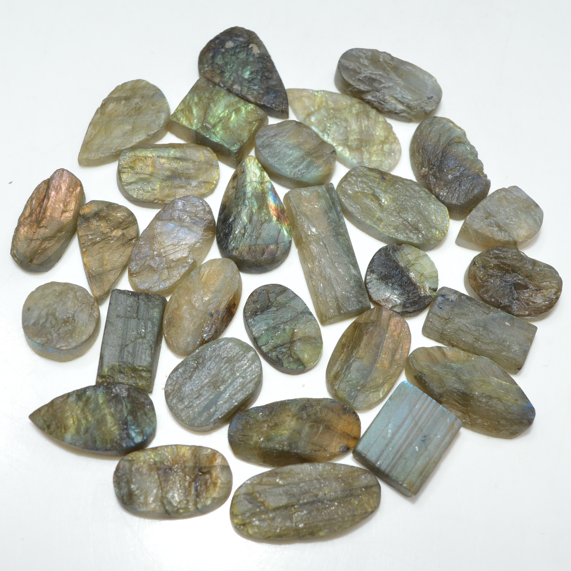 30 Pcs 223 Cts Natural Labradorite Druzy Loose Gemstone Lot Mixed Shapes Sizes Healing Crystal For Jewelry Making 20x5 10x10mm 17038