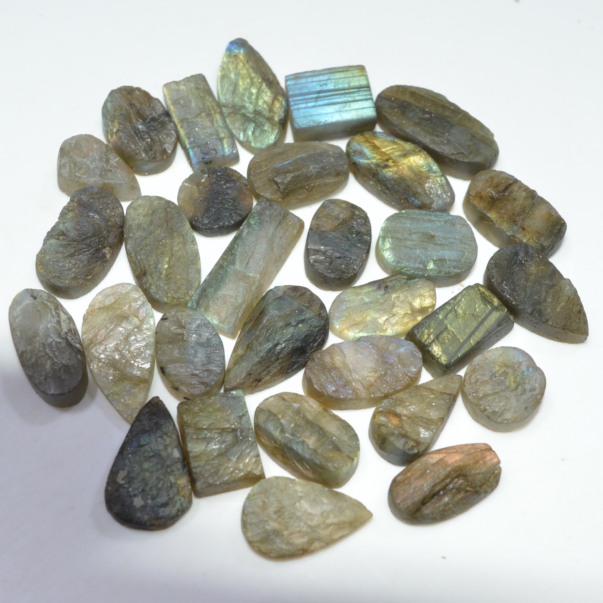 30 Pcs 223 Cts Natural Labradorite Druzy Loose Gemstone Lot Mixed Shapes Sizes Healing Crystal For Jewelry Making 20x5 10x10mm 17038
