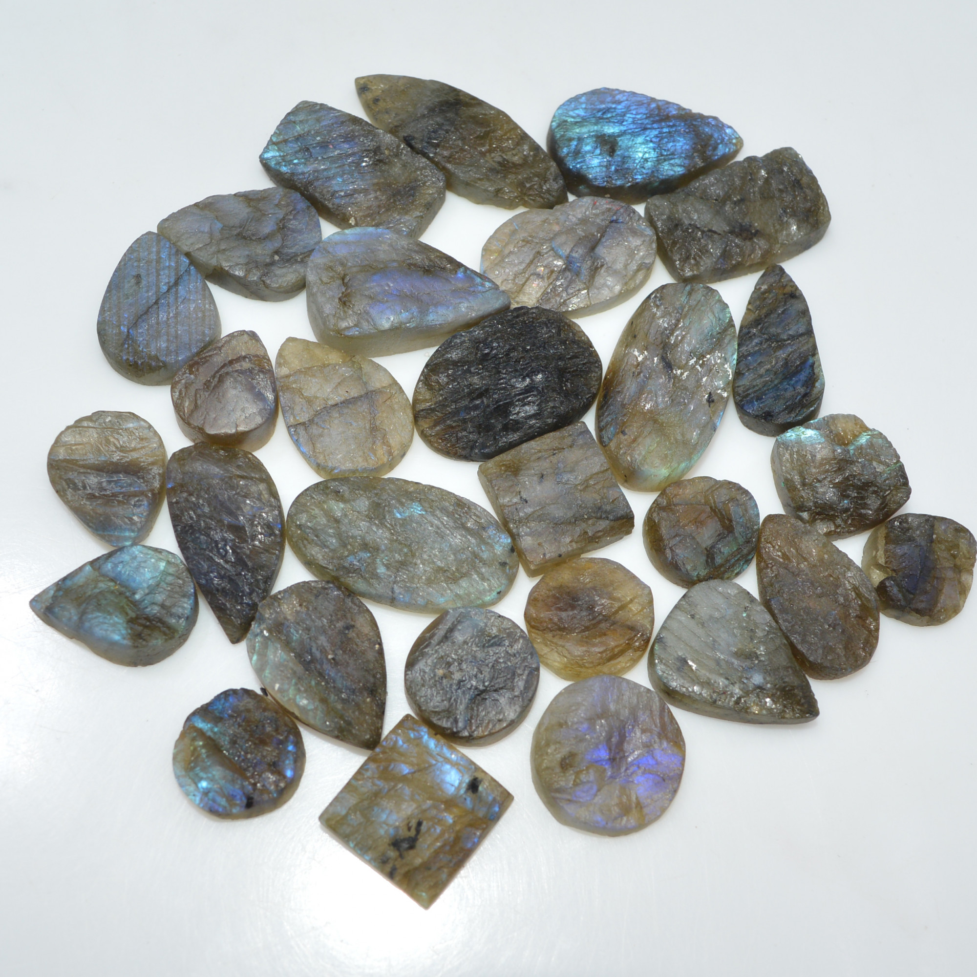 28 Pcs 317 Cts Natural Labradorite Druzy Loose Gemstone Lot Mixed Shapes Sizes Healing Crystal For Jewelry Making 29x10 10x10mm 17041