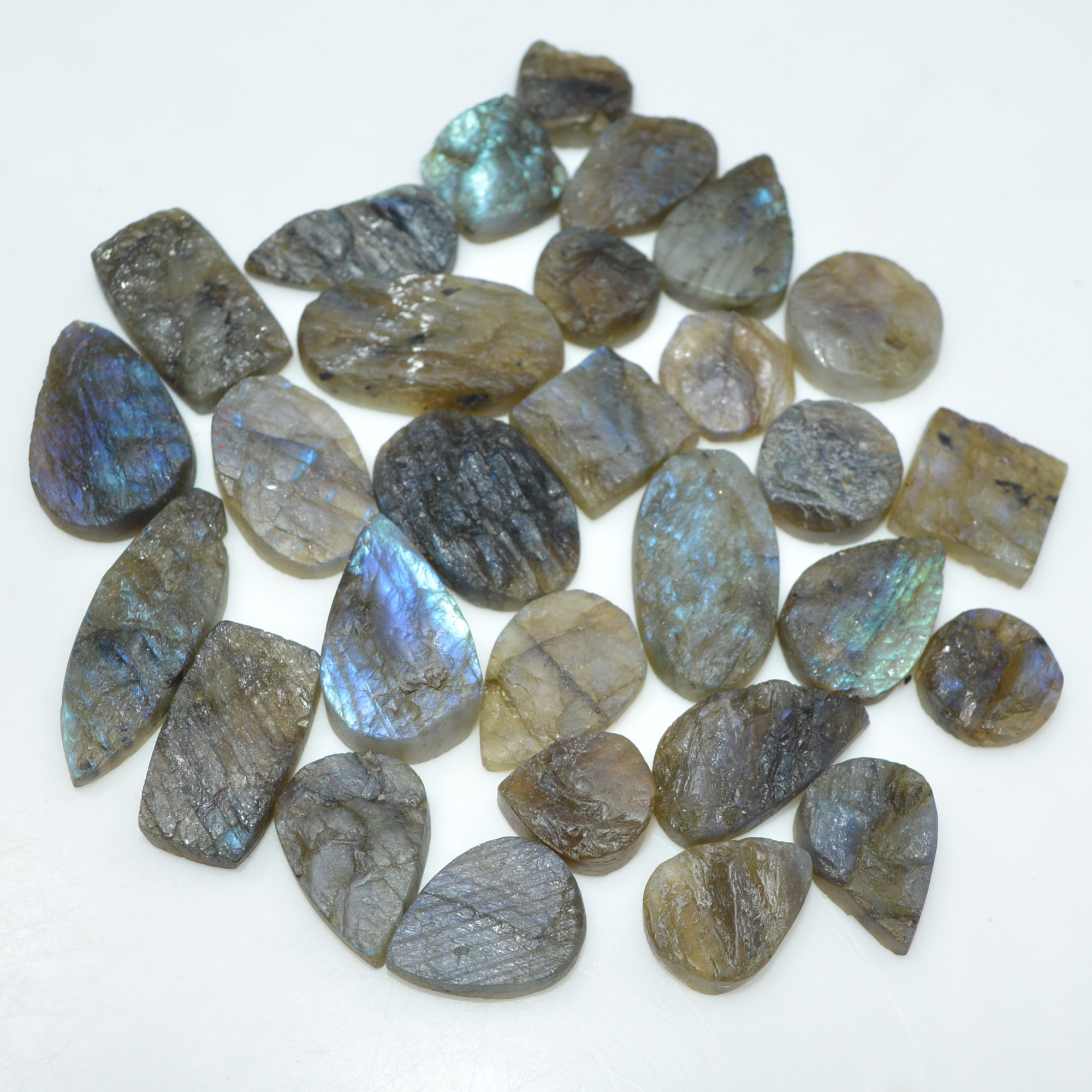 28 Pcs 317 Cts Natural Labradorite Druzy Loose Gemstone Lot Mixed Shapes Sizes Healing Crystal For Jewelry Making 29x10 10x10mm 17041