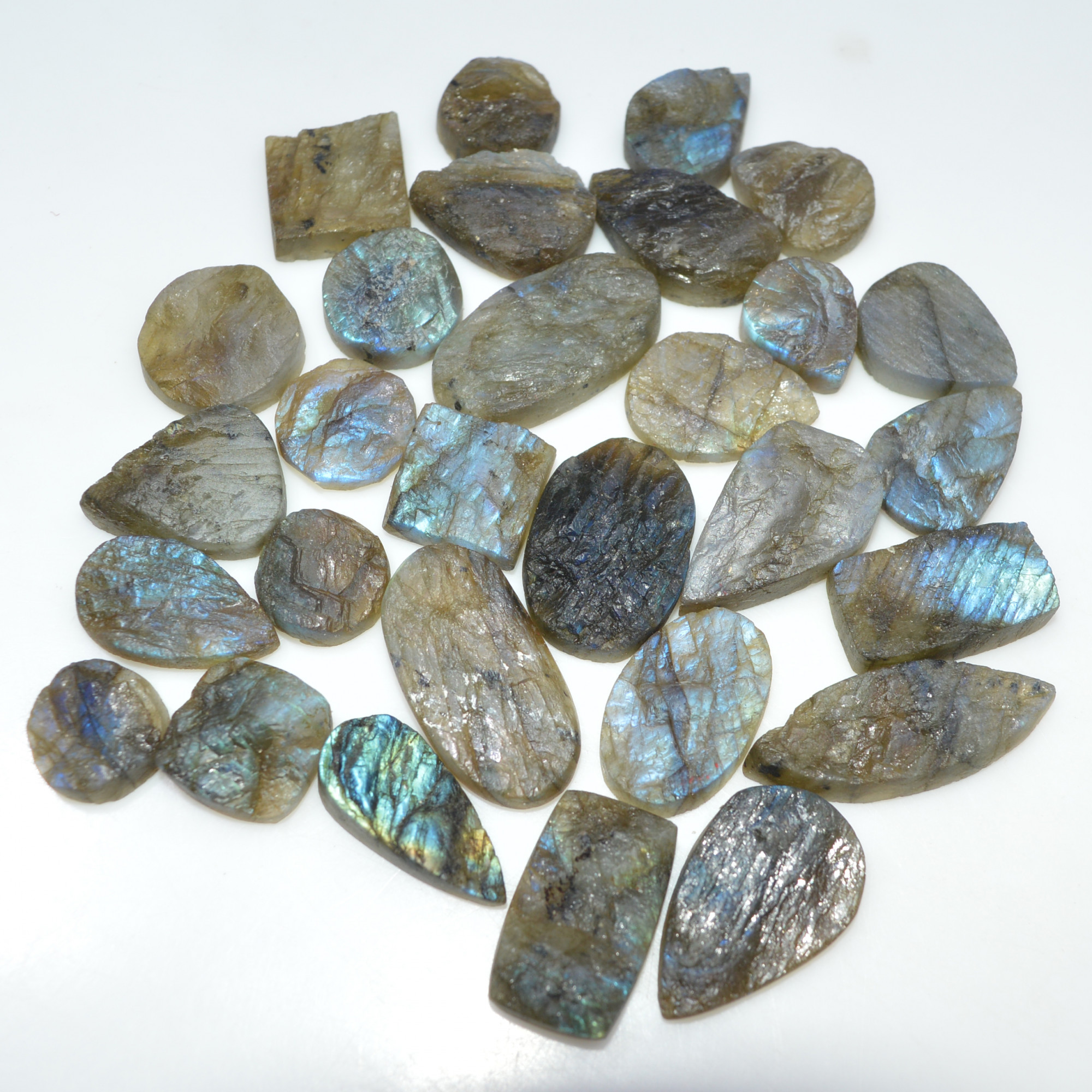 28 Pcs 317 Cts Natural Labradorite Druzy Loose Gemstone Lot Mixed Shapes Sizes Healing Crystal For Jewelry Making 29x10 10x10mm 17041