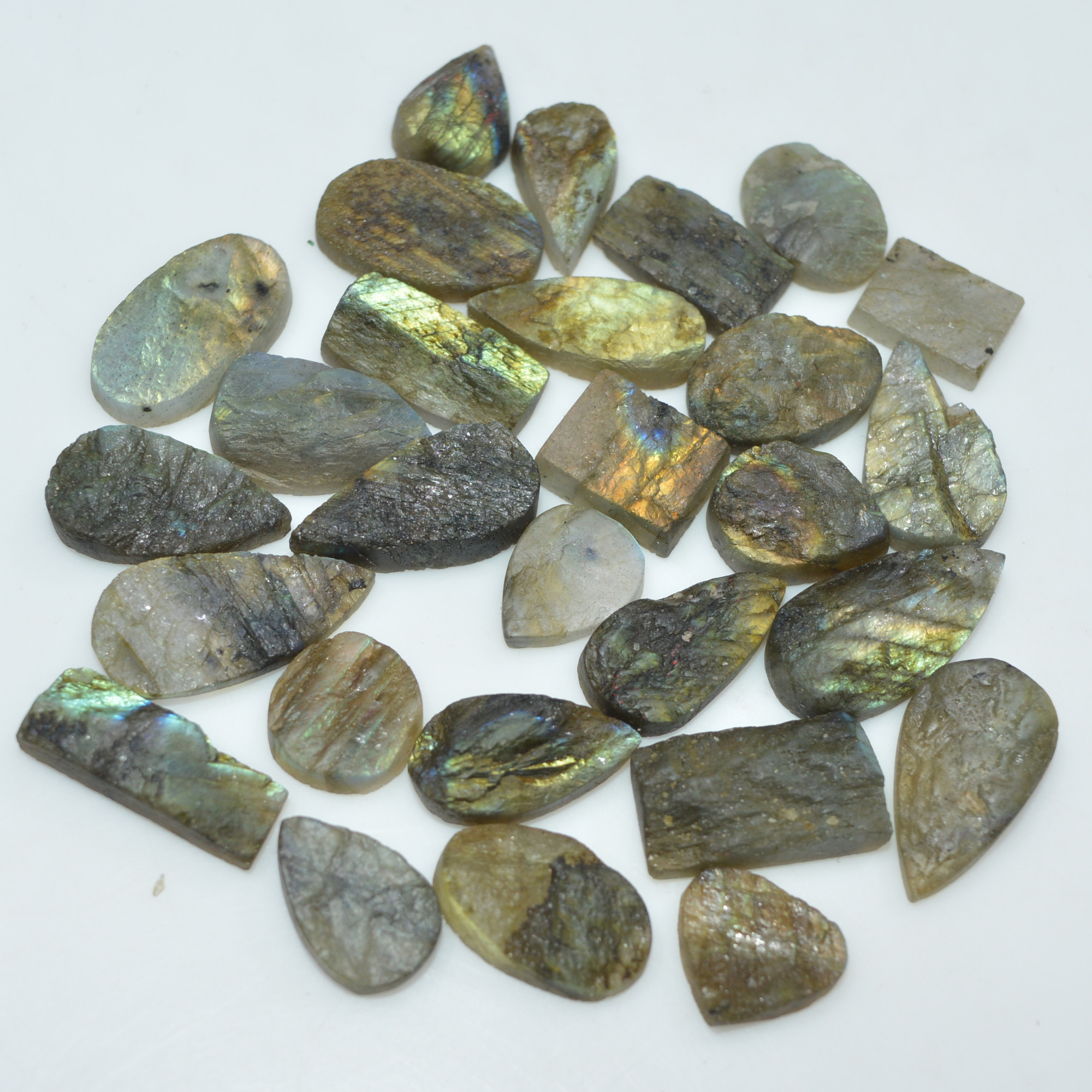 28 Pcs 192 Cts Natural Labradorite Druzy Loose Gemstone Lot Mixed Shapes Sizes Healing Crystal For Jewelry Making 20x10 10x10mm 17043