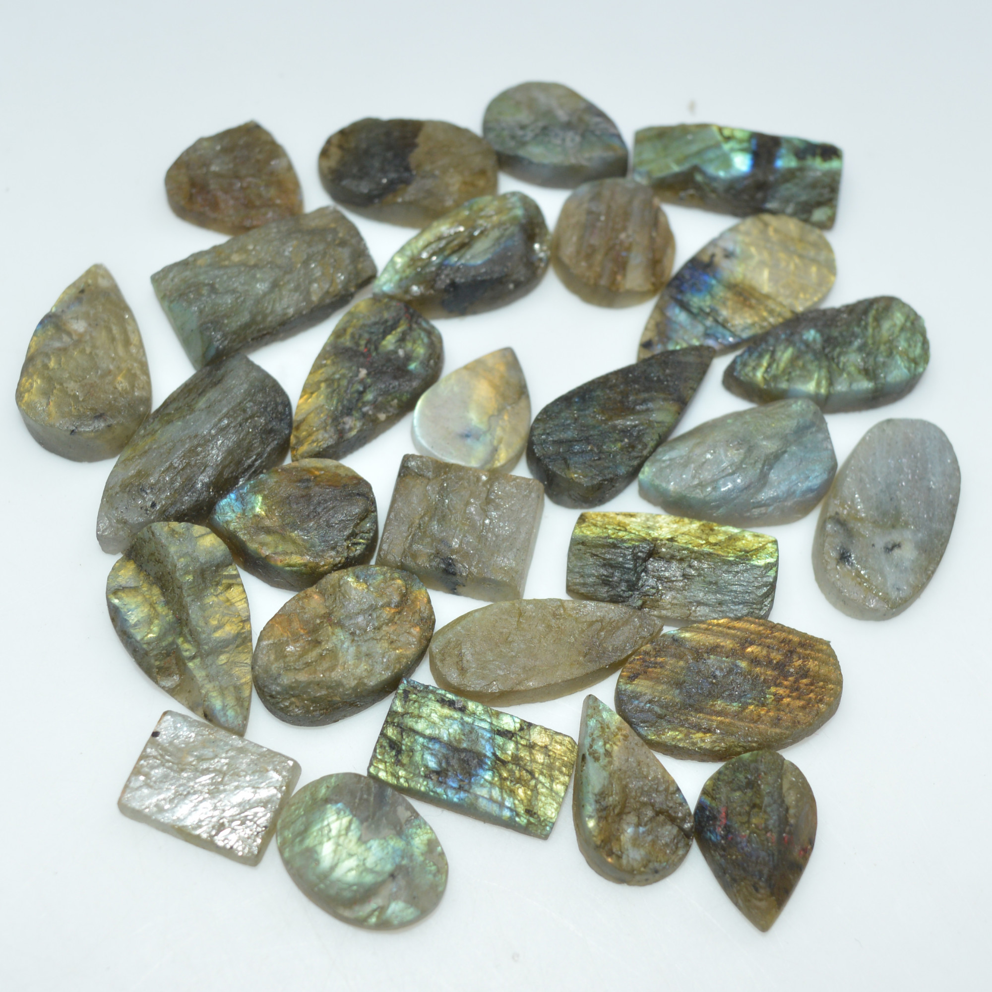 28 Pcs 192 Cts Natural Labradorite Druzy Loose Gemstone Lot Mixed Shapes Sizes Healing Crystal For Jewelry Making 20x10 10x10mm 17043