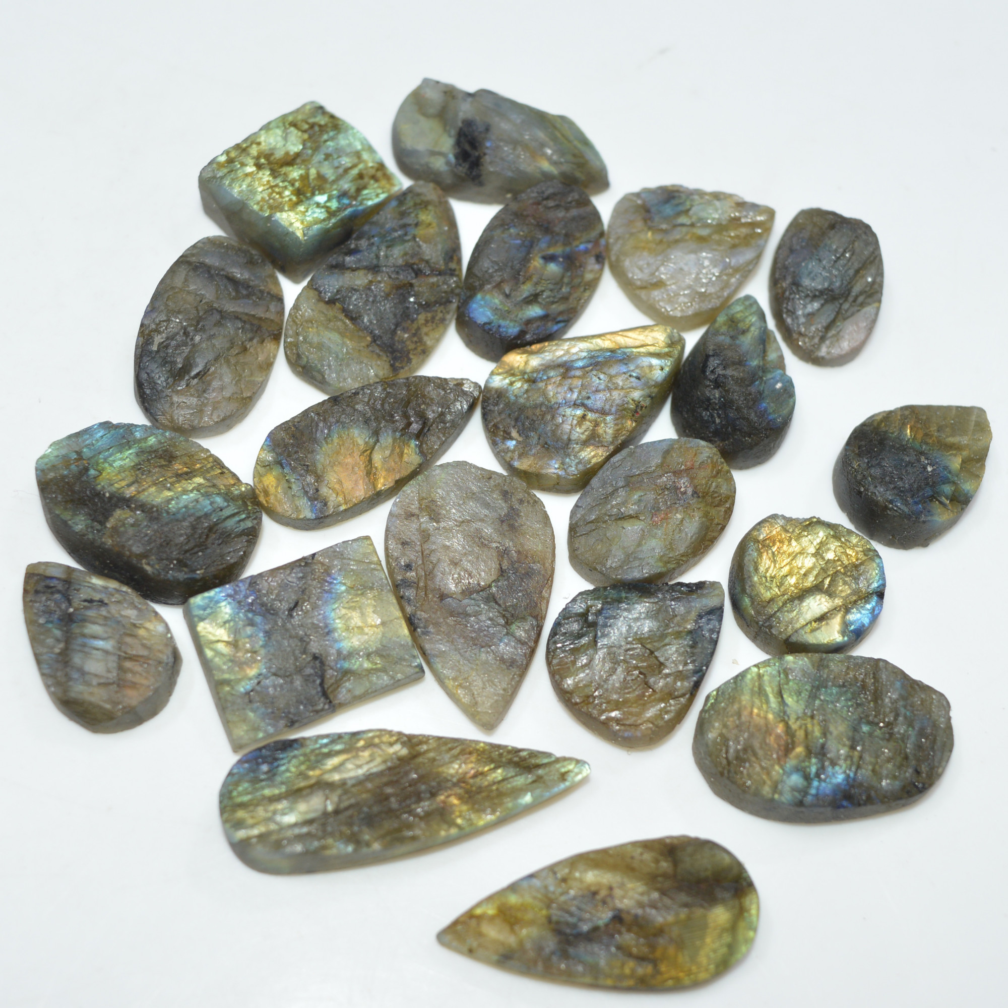 20 Pcs 250 Cts Natural Labradorite Druzy Loose Gemstone Lot Mixed Shapes Sizes Healing Crystal For Jewelry Making 30x10 12x12mm 17046