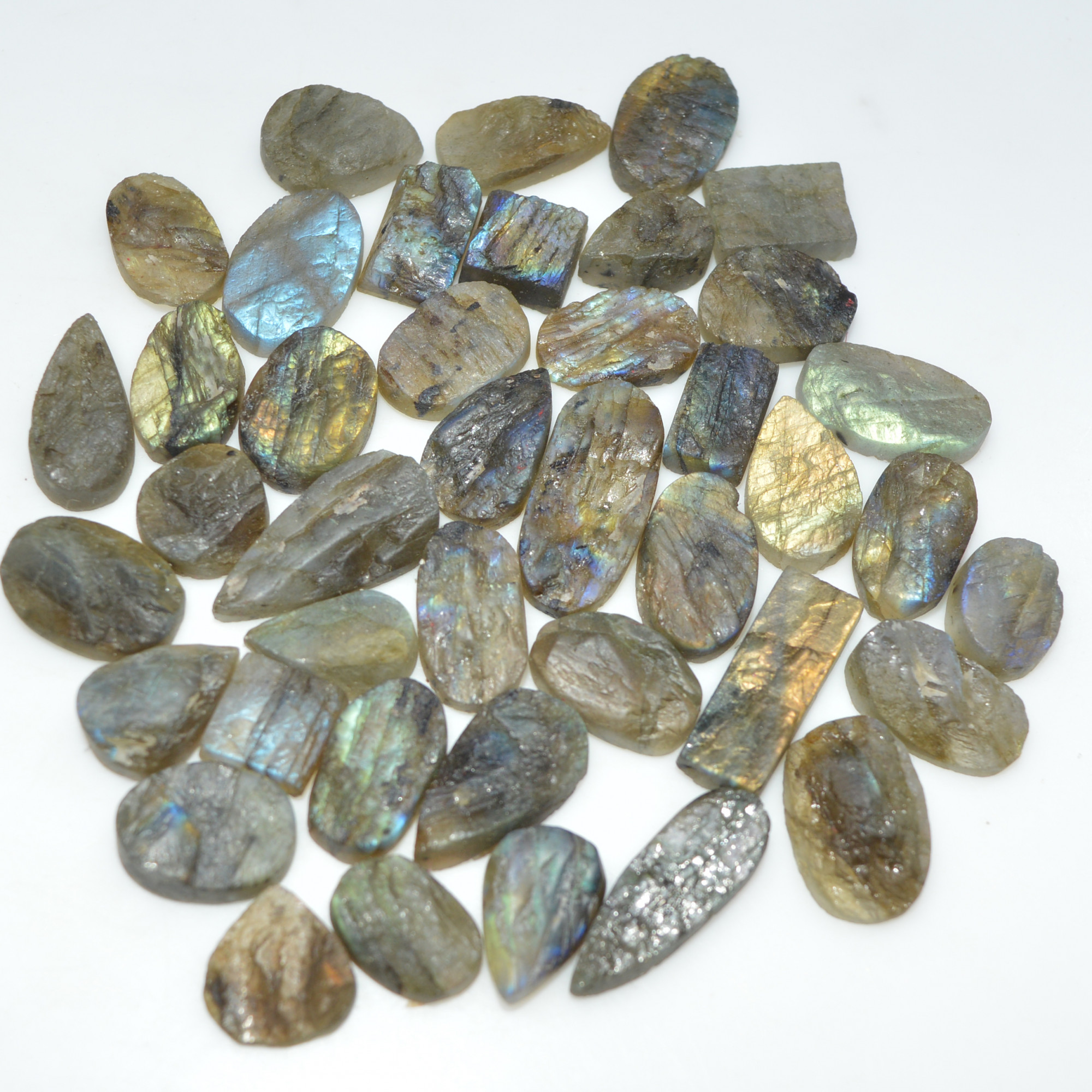 40 Pcs 285 Cts Natural Labradorite Druzy Loose Gemstone Lot Mixed Shapes Sizes Healing Crystal For Jewelry Making 21x10 9x9mm 17047