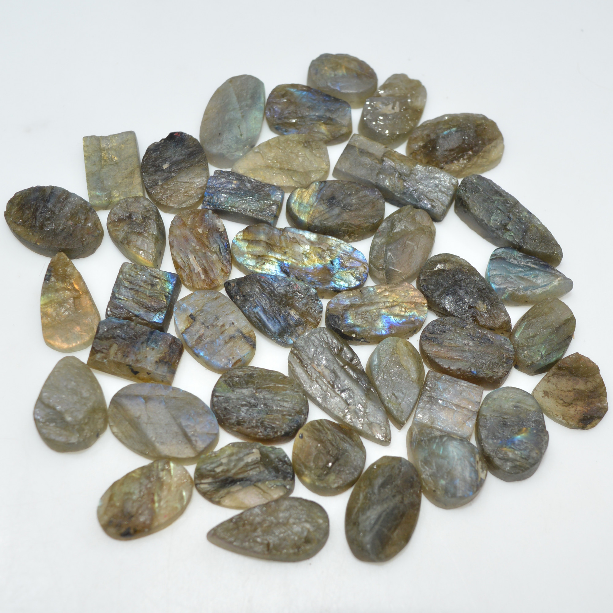 40 Pcs 285 Cts Natural Labradorite Druzy Loose Gemstone Lot Mixed Shapes Sizes Healing Crystal For Jewelry Making 21x10 9x9mm 17047