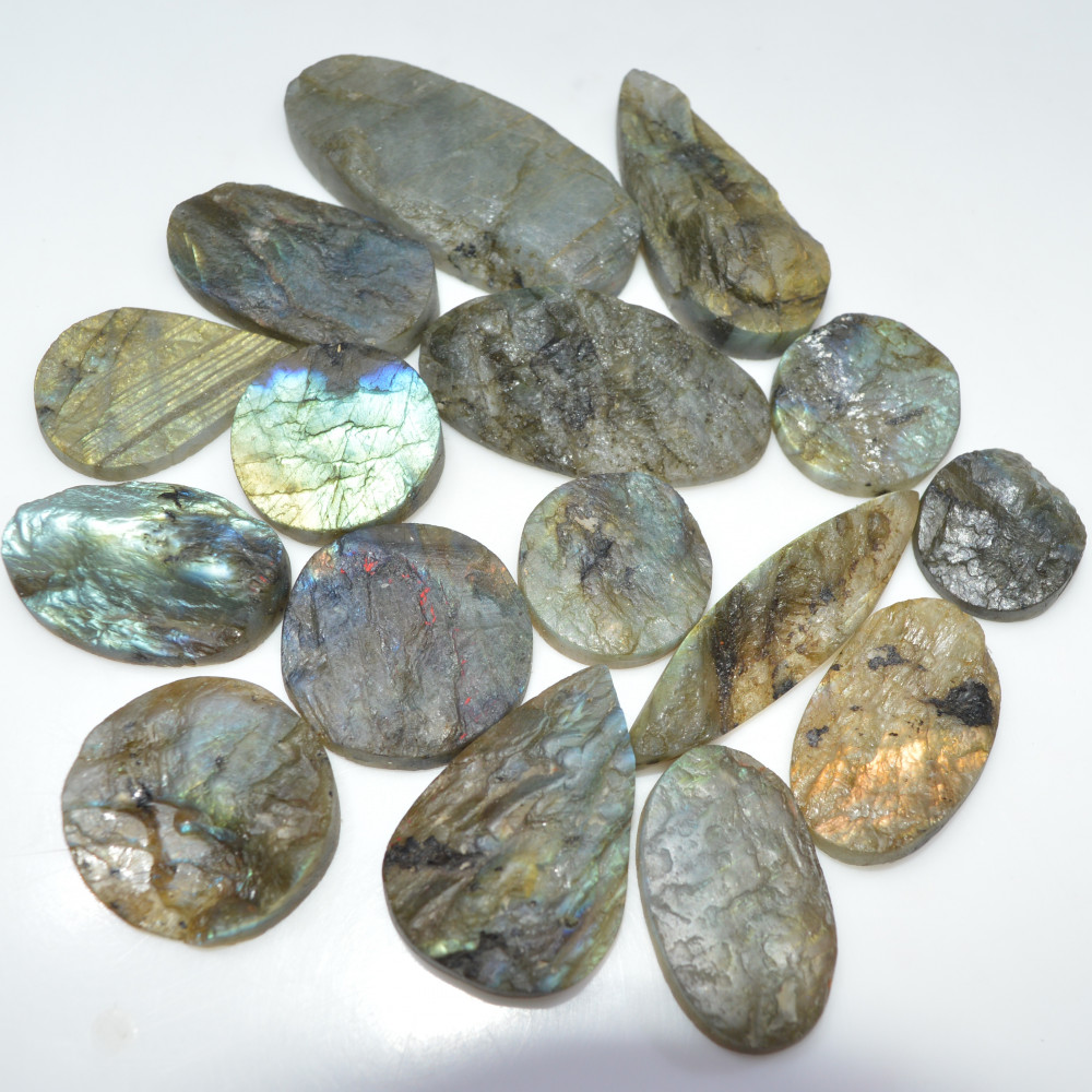 Image of 15 Pcs 645 Cts Natural Labradorite Druzy Loose Gemstone Lot Mixed Shapes Sizes Healing Crystal For Jewelry Making 50x20 19x19mm #17049