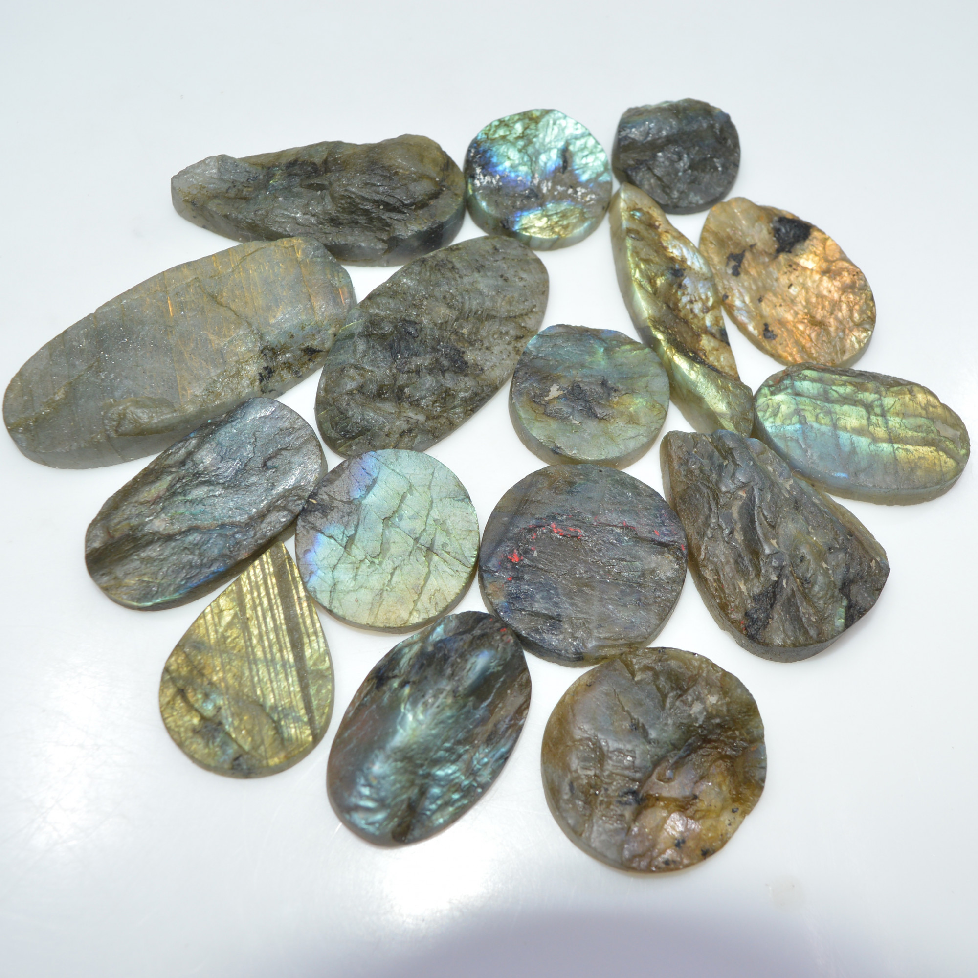 15 Pcs 645 Cts Natural Labradorite Druzy Loose Gemstone Lot Mixed Shapes Sizes Healing Crystal For Jewelry Making 50x20 19x19mm 17049