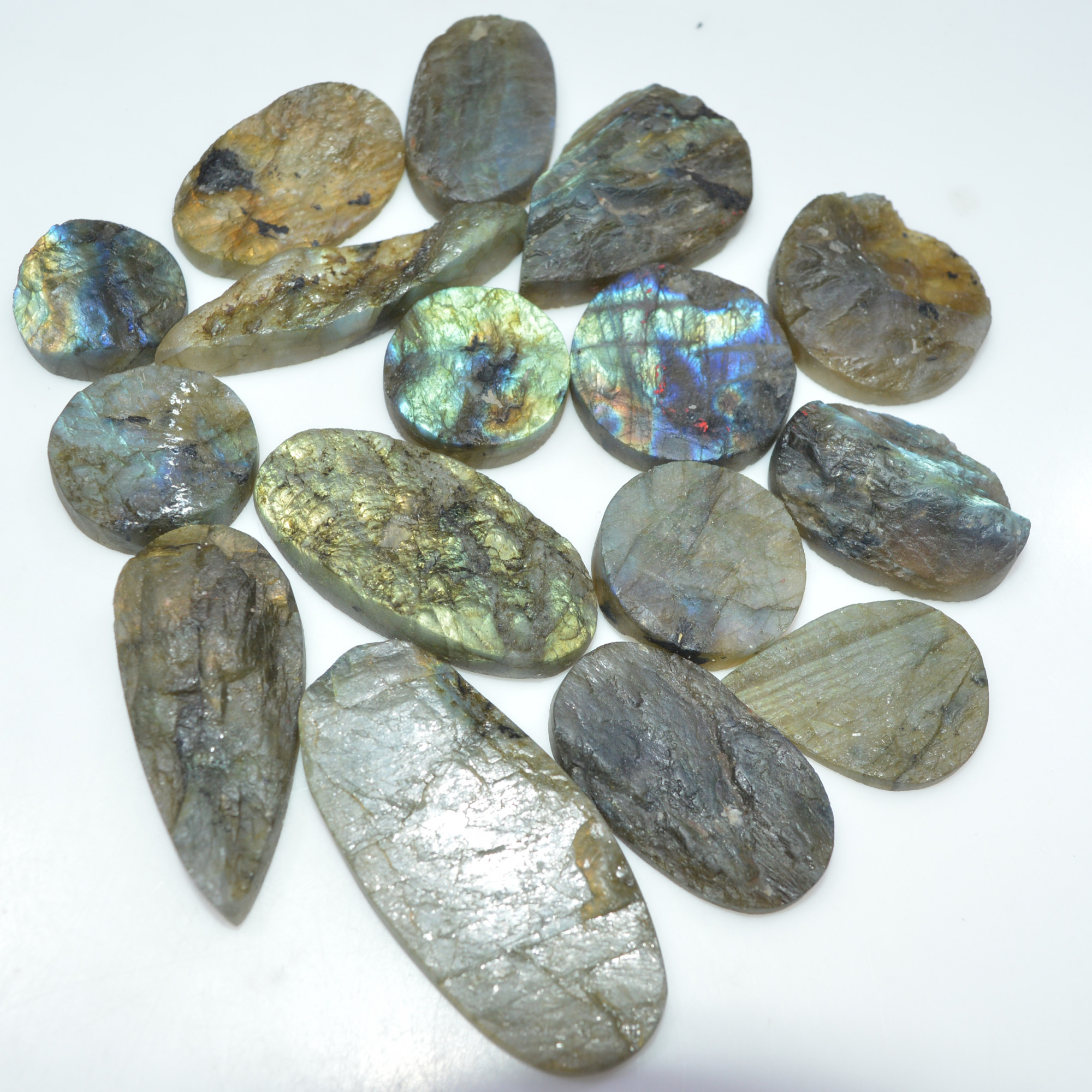 15 Pcs 645 Cts Natural Labradorite Druzy Loose Gemstone Lot Mixed Shapes Sizes Healing Crystal For Jewelry Making 50x20 19x19mm 17049